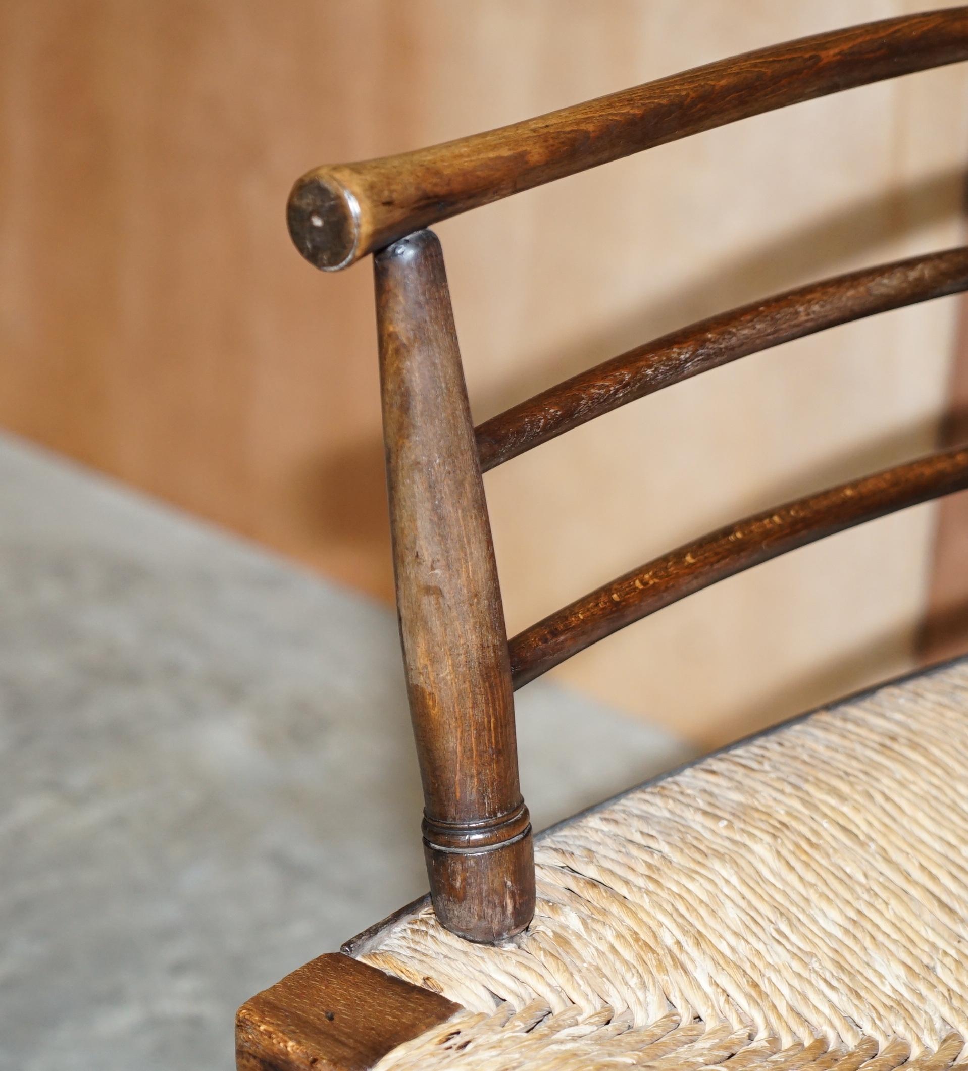 English Antique Original William Morris Sussex Rush Seat Armchair Seen in the V&A Museum