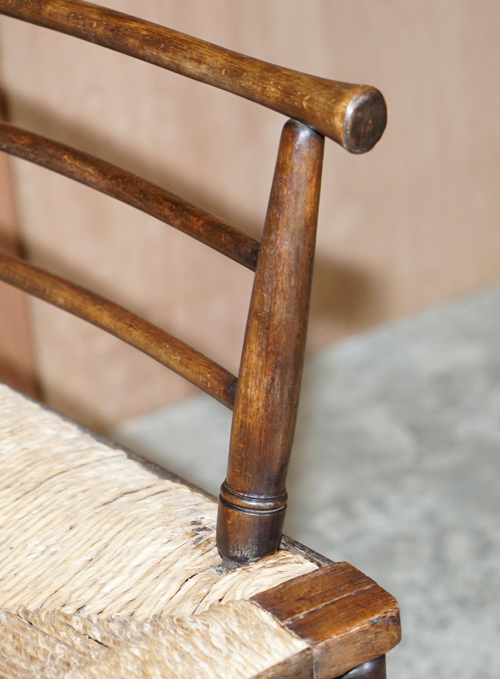 Late 19th Century Antique Original William Morris Sussex Rush Seat Armchair Seen in the V&A Museum