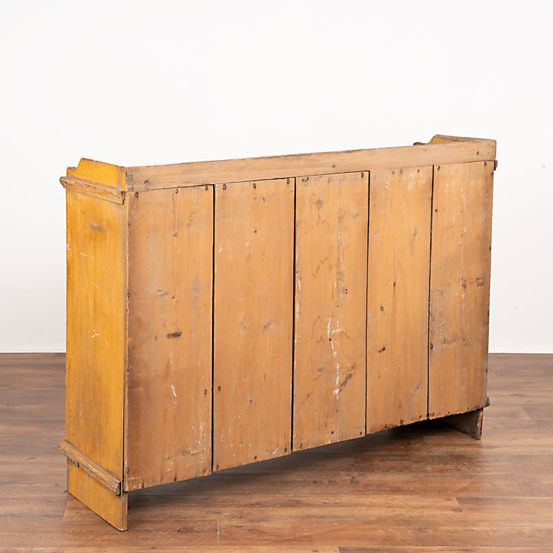 19th Century Antique Original Yellow Folk Art Painted Pine Sideboard from Sweden