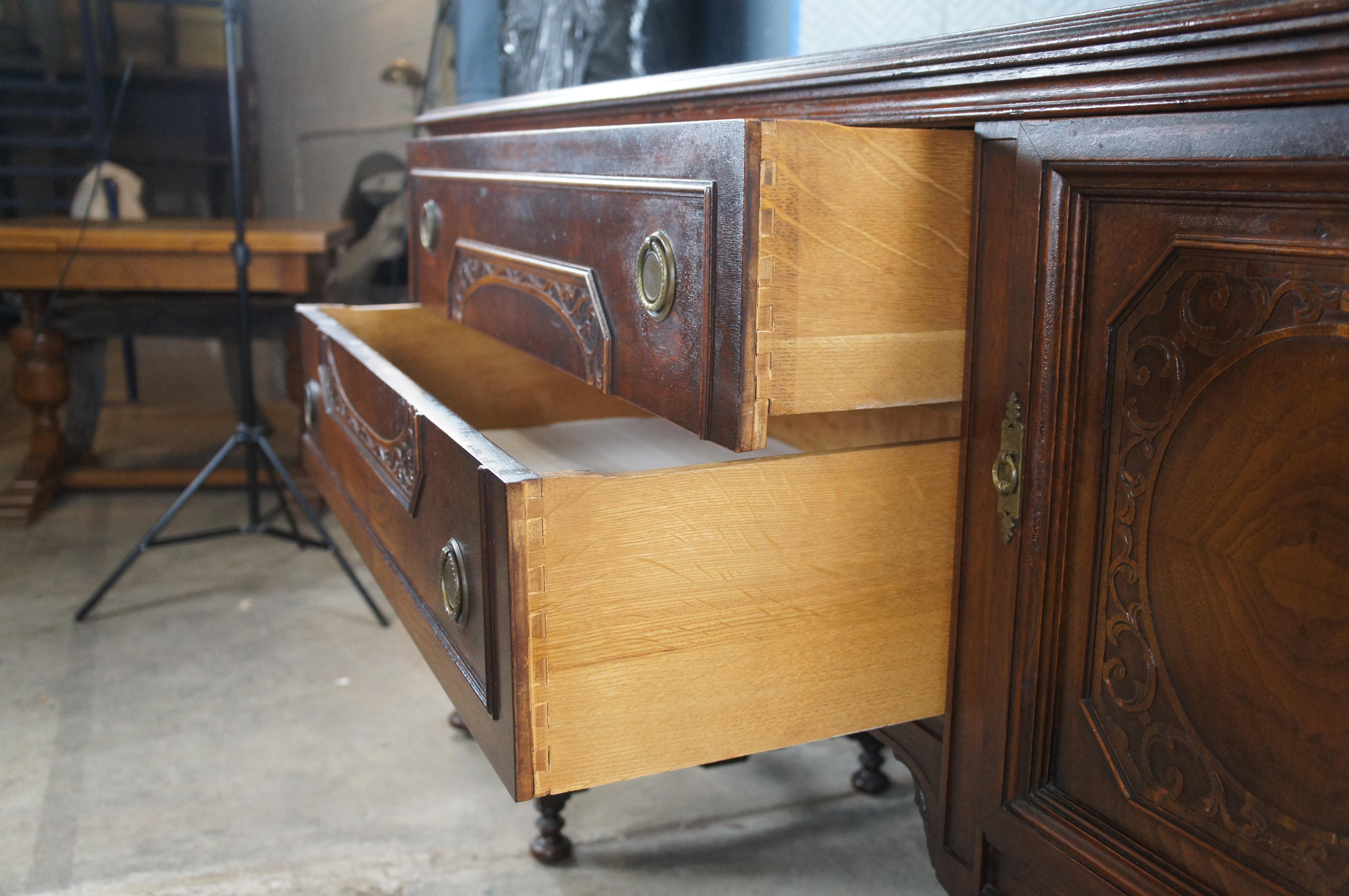 Antiguo Orinoco Jacobeo Roble Calado Aparador Servidor Credenza 72 en venta 4