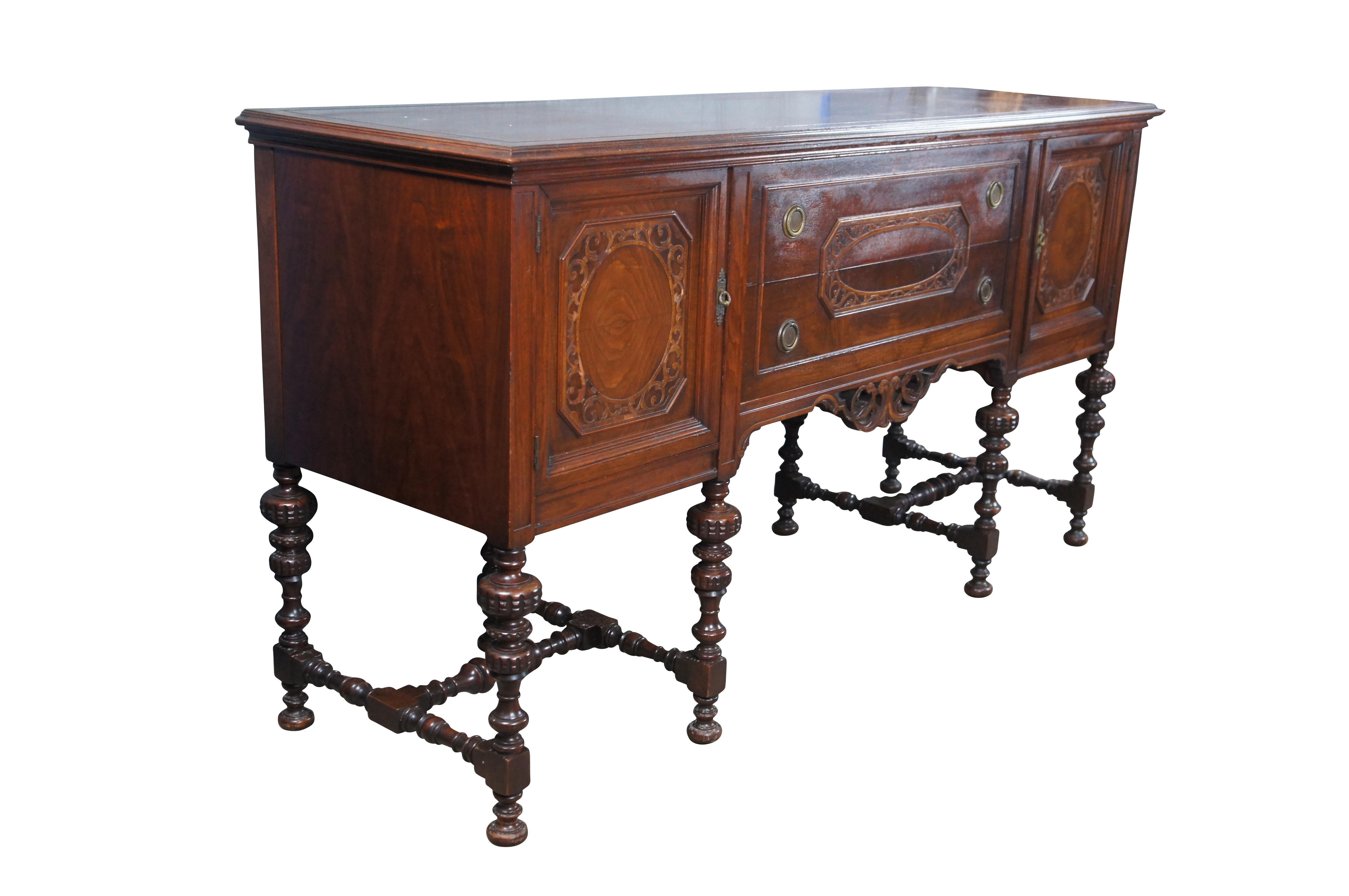 Antiguo Orinoco Jacobeo Roble Calado Aparador Servidor Credenza 72 Jacobino en venta