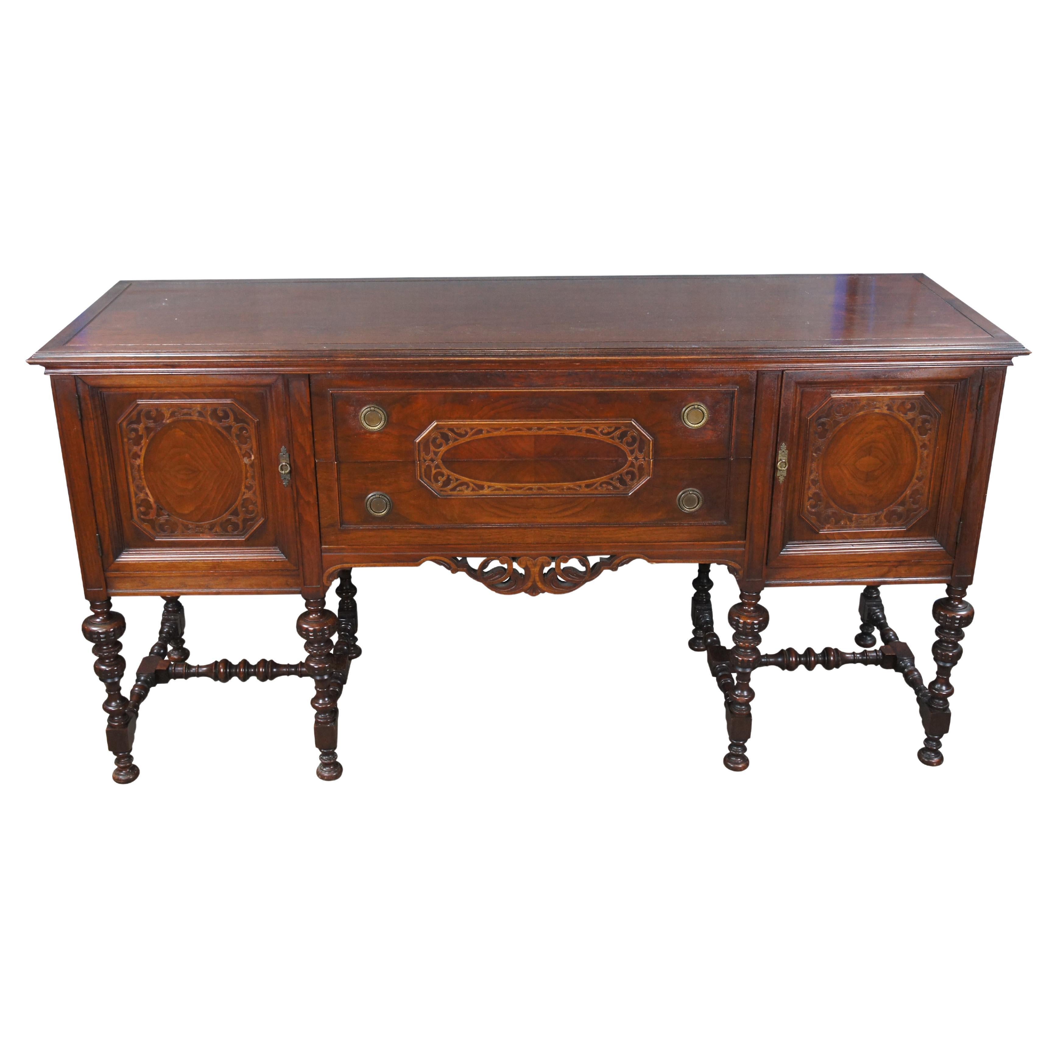 Antiguo Orinoco Jacobeo Roble Calado Aparador Servidor Credenza 72 en venta