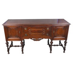 Antique Orinoco Jacobean Oak Fretwork Buffet Server Sideboard Credenza 72"