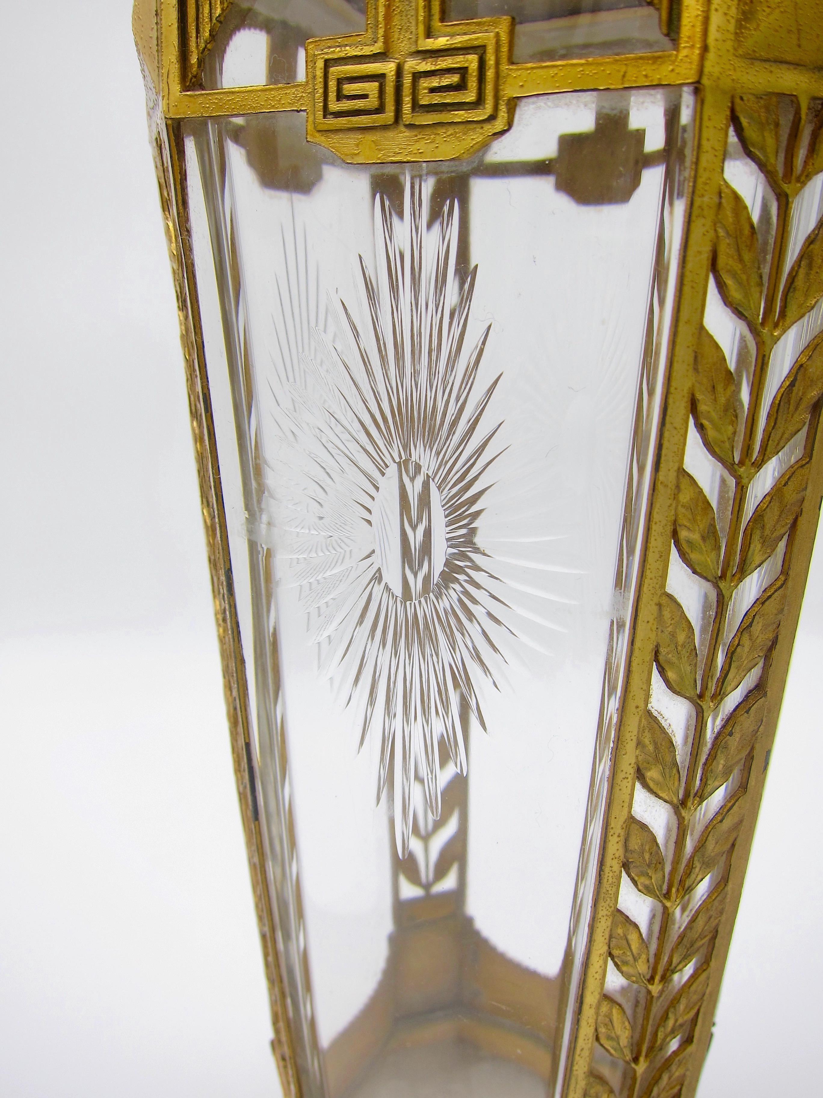 20th Century Antique Orivit Gilt Metal Mounted Neoclassical Crystal Vase