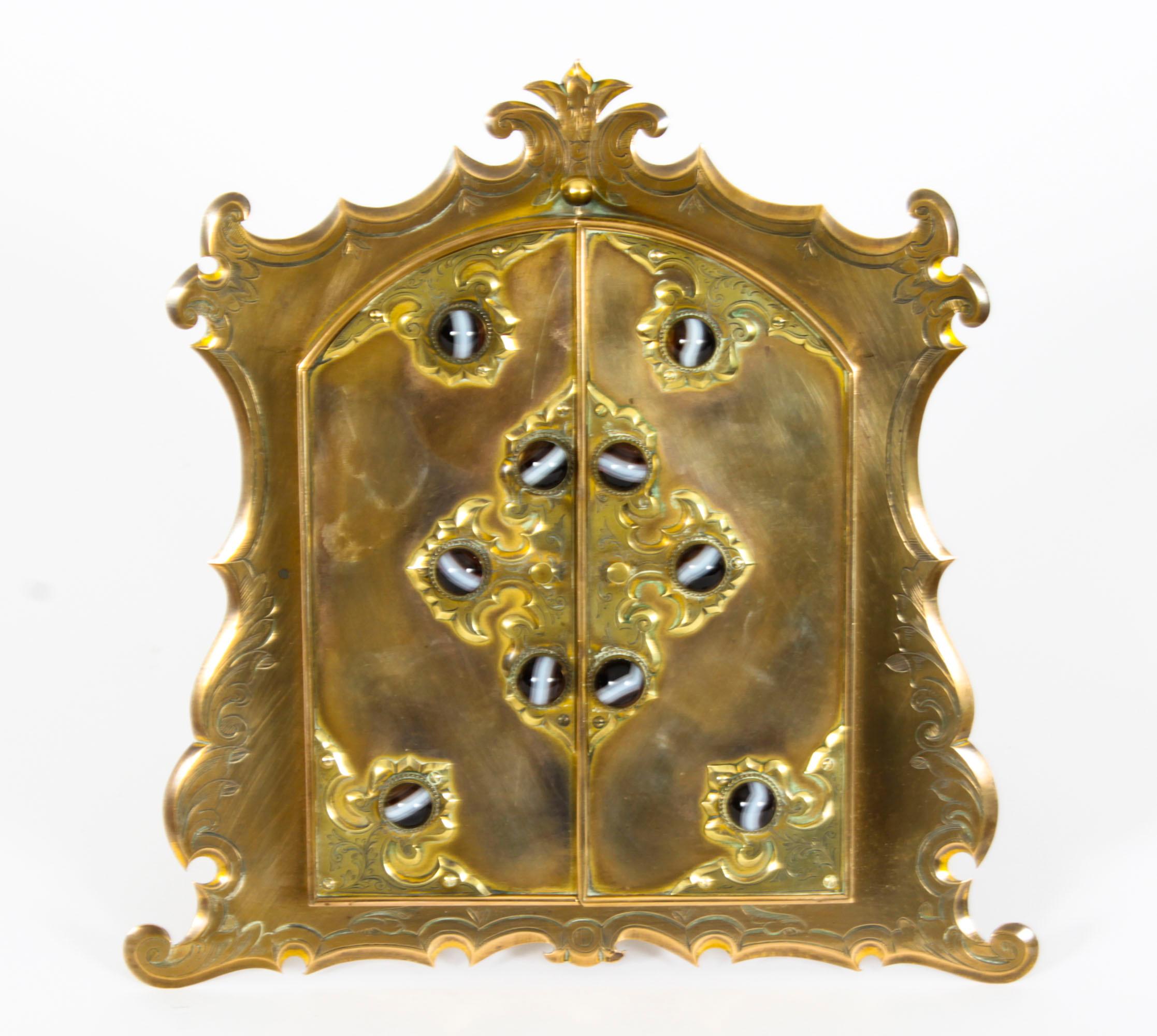 Fin du XIXe siècle Cadre photo de chevalet ancien en bronze doré et agate, 19ème siècle en vente