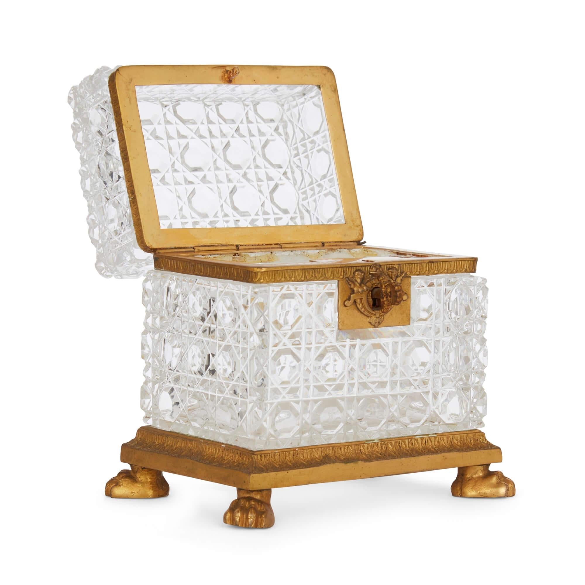 Belle Époque Antique ormolu and cut-crystal casket by Baccarat For Sale