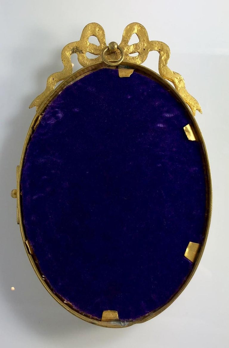 Antique Ormolu Bronze Picture Frame with Fine Mosaic Floral Design