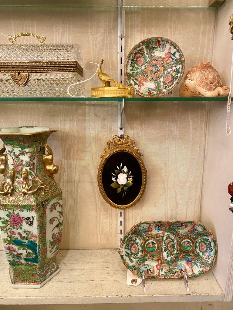 Antique Ormolu Bronze Picture Frame with Fine Mosaic Floral Design