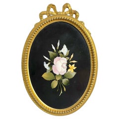 Antiker Goldbronze-Bronze-Bilderrahmen mit feinem Mosaik-Blumenmuster, um 1860