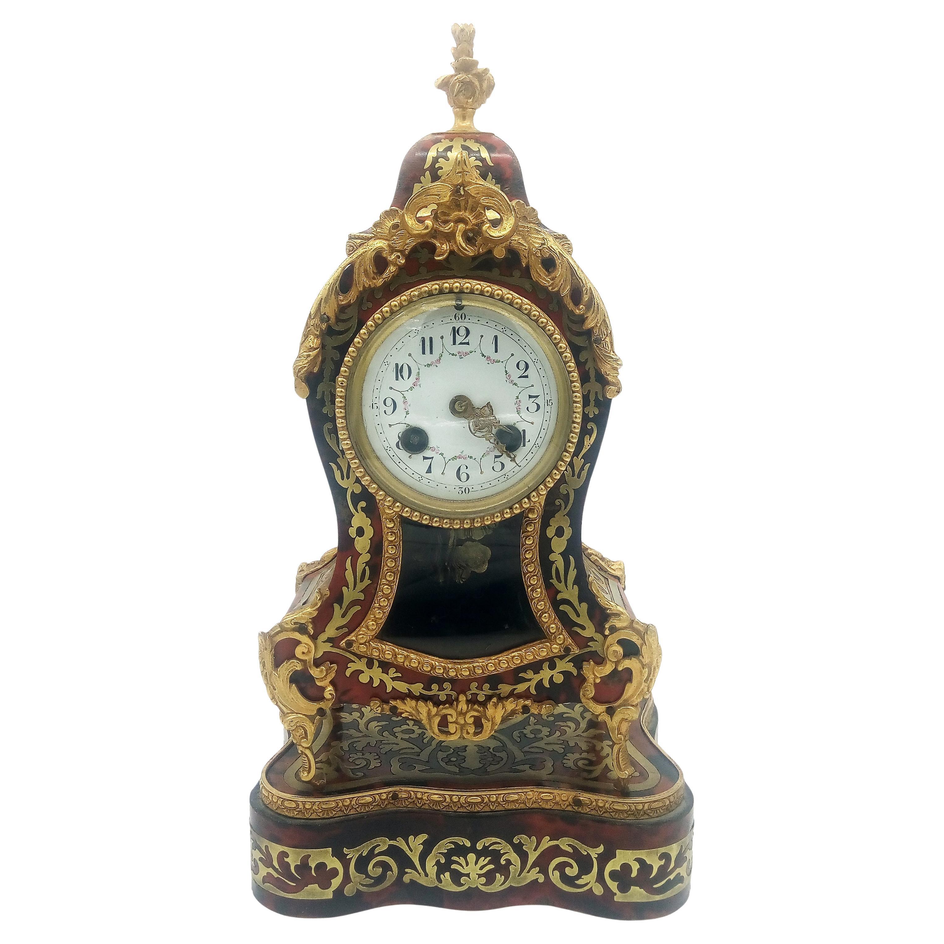 Antike französische Cartel-Uhr mit Ormolu und Stand, Manteluhr, Napoleon III.