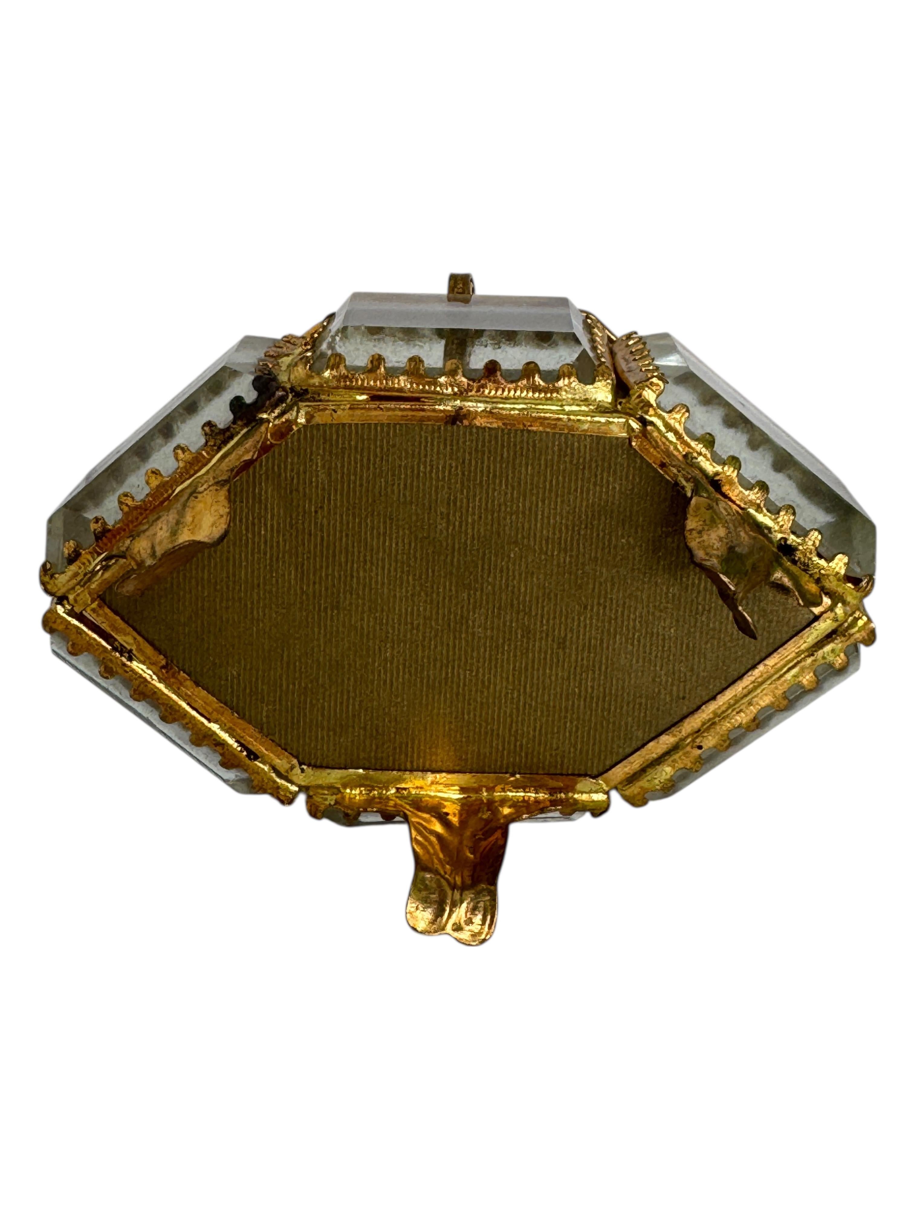 Antiguo Joyero Ormolu Cofre Souvenir Cristal Biselado Grand Tour Francia 1900 en venta 2