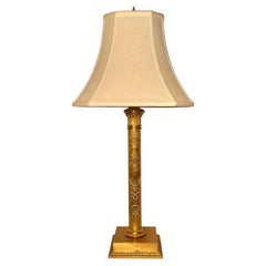 Antique Ormolu Lamp with Detailed Etching on Column by "J. E. Caldwell"