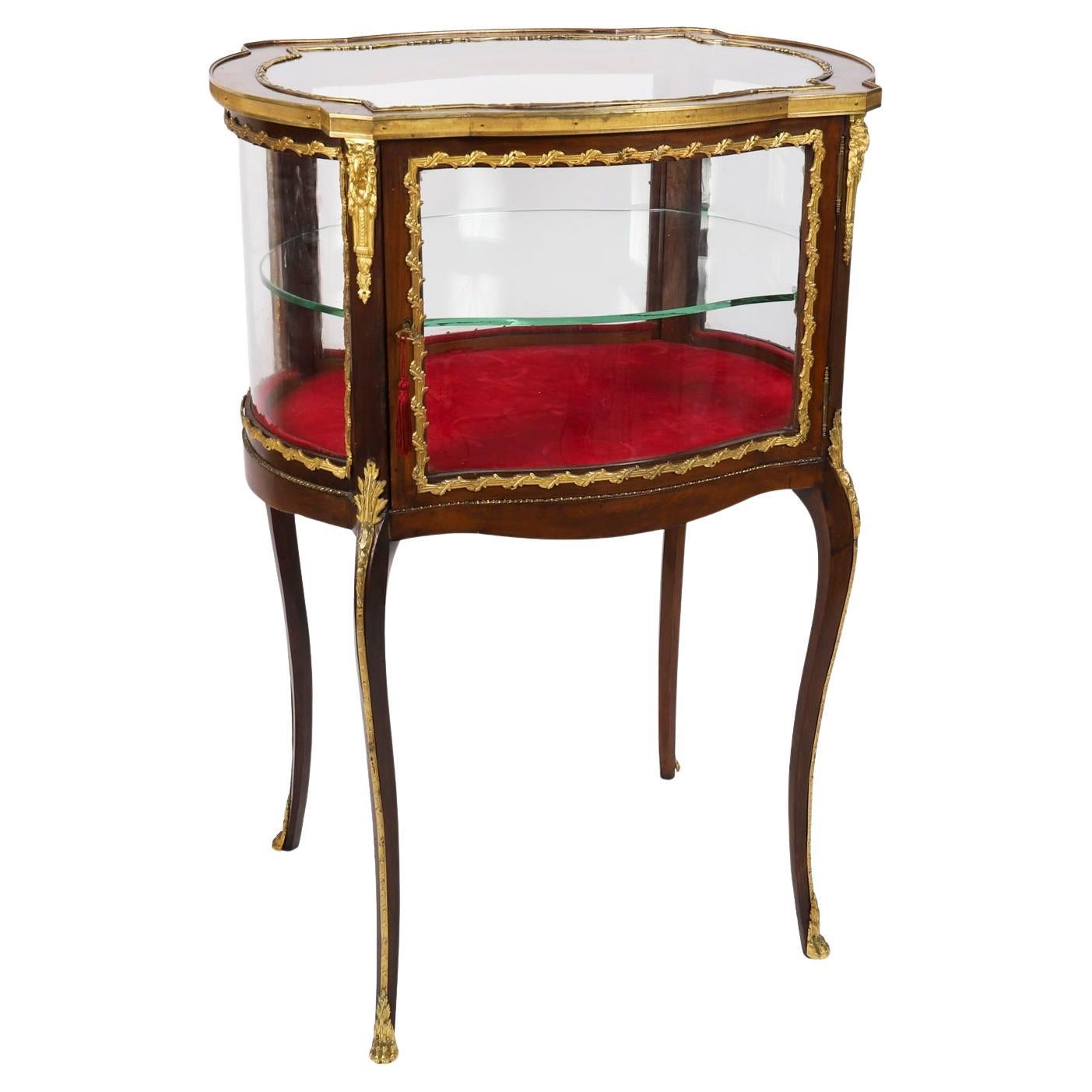 Antique Ormolu Mounted Bijouterie Display Cabinet 19th Century