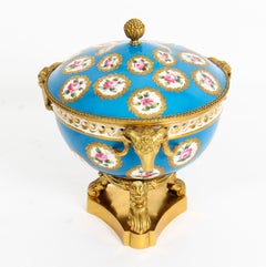 Antique Ormolu Mounted Bleu Celeste Sevres Porcelain Centrepiece, 19th Century