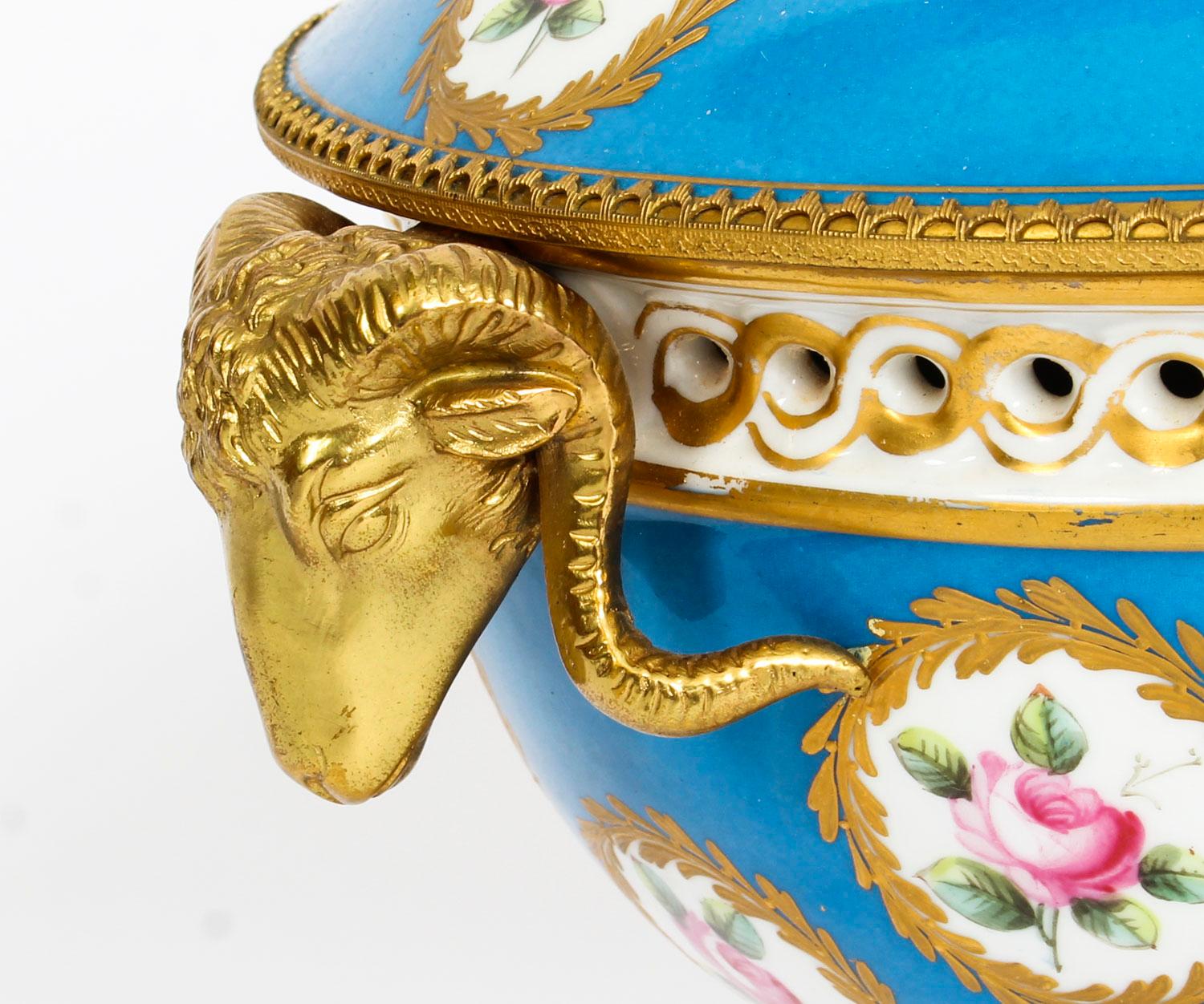 Antique Ormolu Mounted Bleu Celeste Sevres Porcelain Centrepiece, 19th Century In Good Condition In London, GB