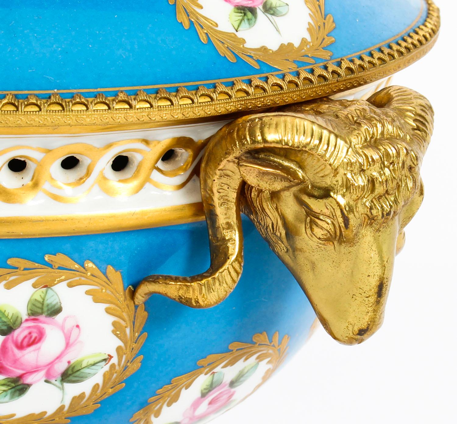 Late 19th Century Antique Ormolu Mounted Bleu Celeste Sevres Porcelain Centrepiece, 19th Century