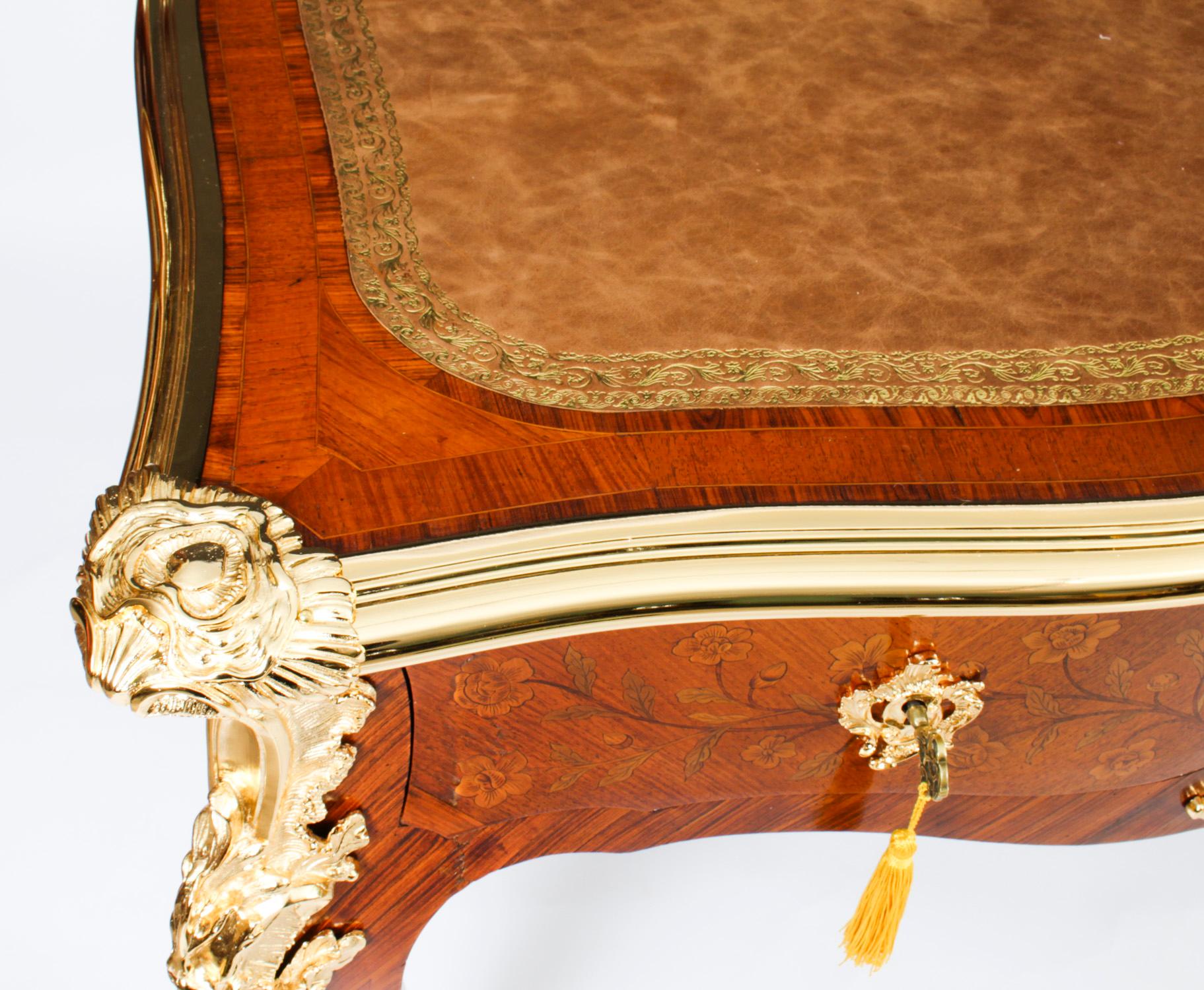 Leather Antique Ormolu Mounted Bureau Plat Desk Hopilliart Paris 18th Century