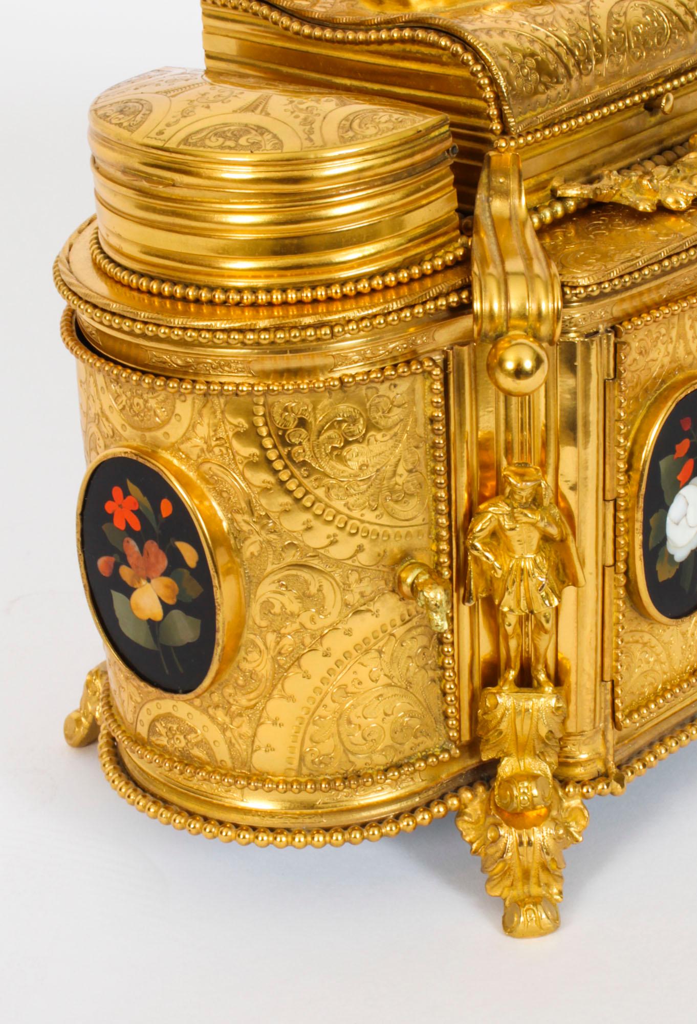 Antique Ormolu Mounted Pietra Dura Jewellery Cabinet, 19th Century 4