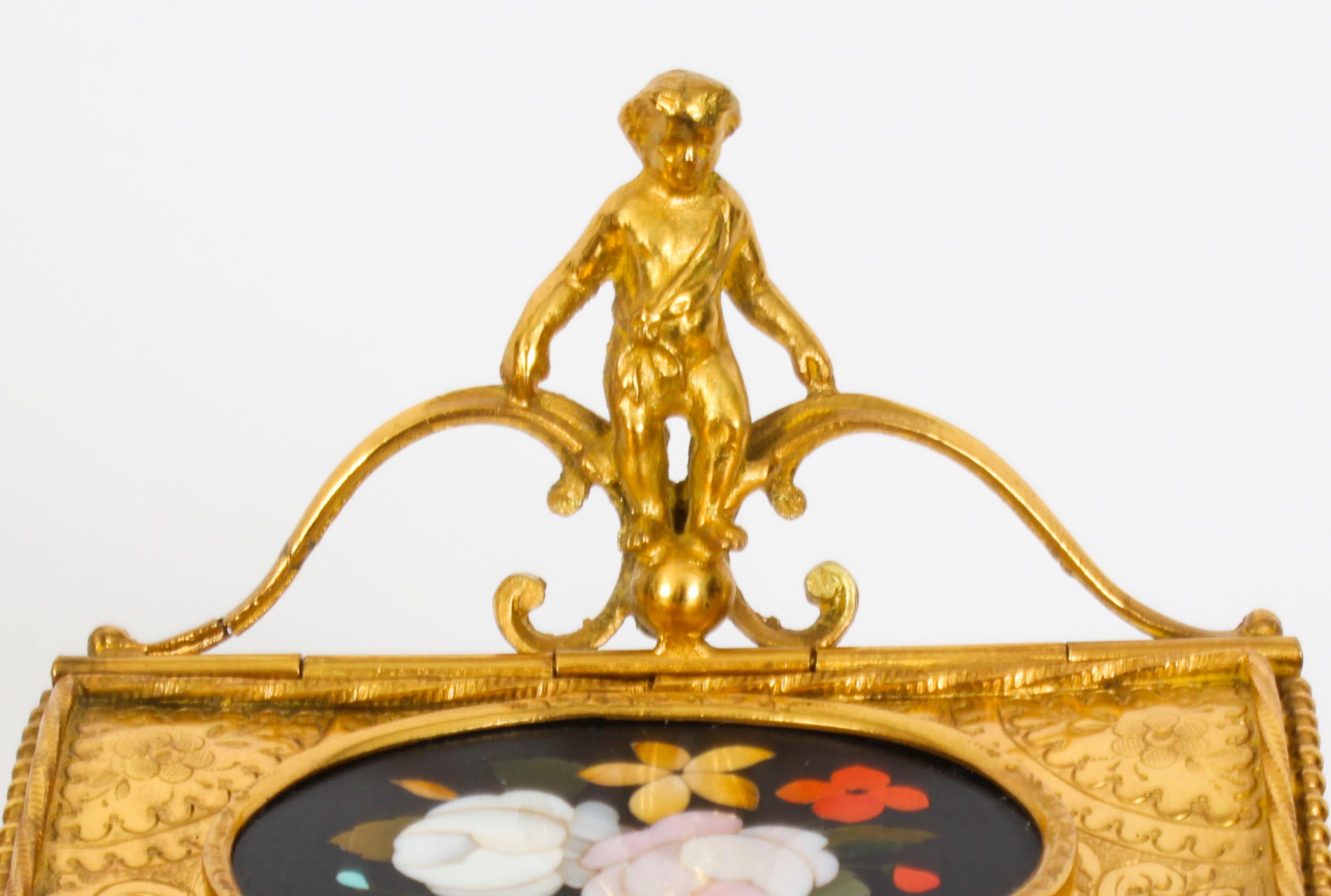Antique Ormolu Mounted Pietra Dura Jewellery Cabinet, 19th Century 1