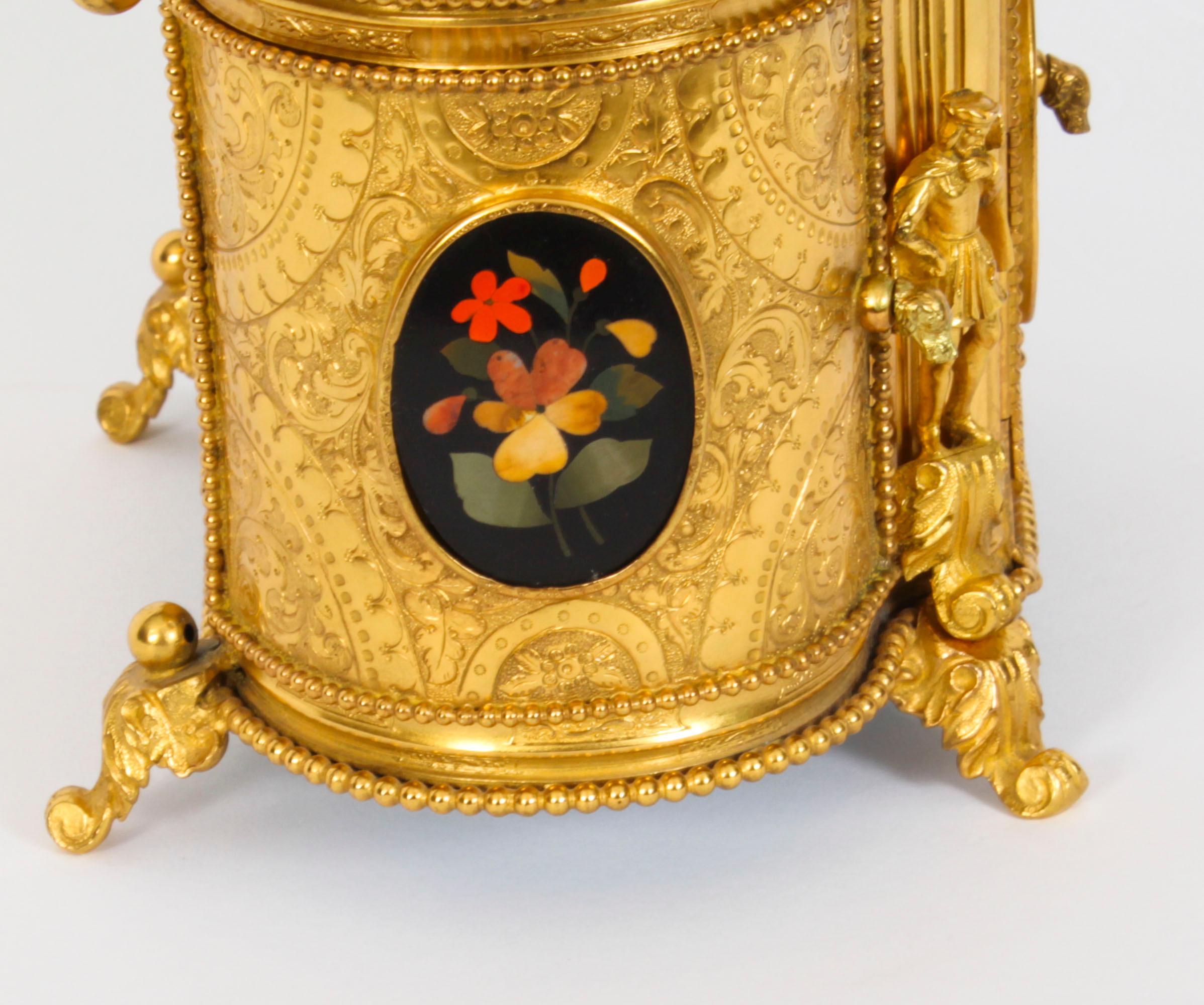 Ancienne armoire à bijoux en Pietra Dura montée en bronze doré 19ème siècle en vente 3