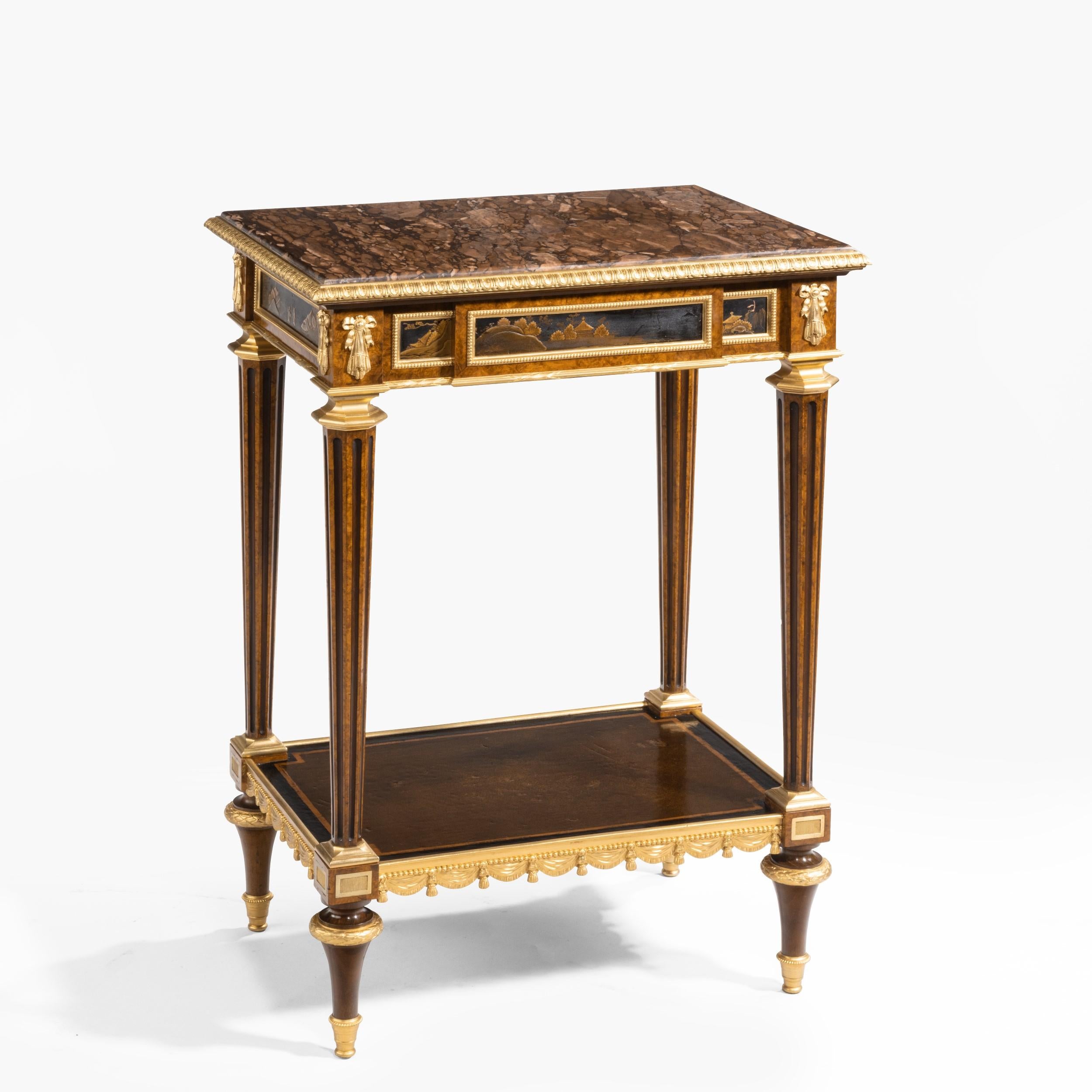 Gilt Antique Ormolu-Mounted Side Table in the Louis XVI Manner by Henry Dasson