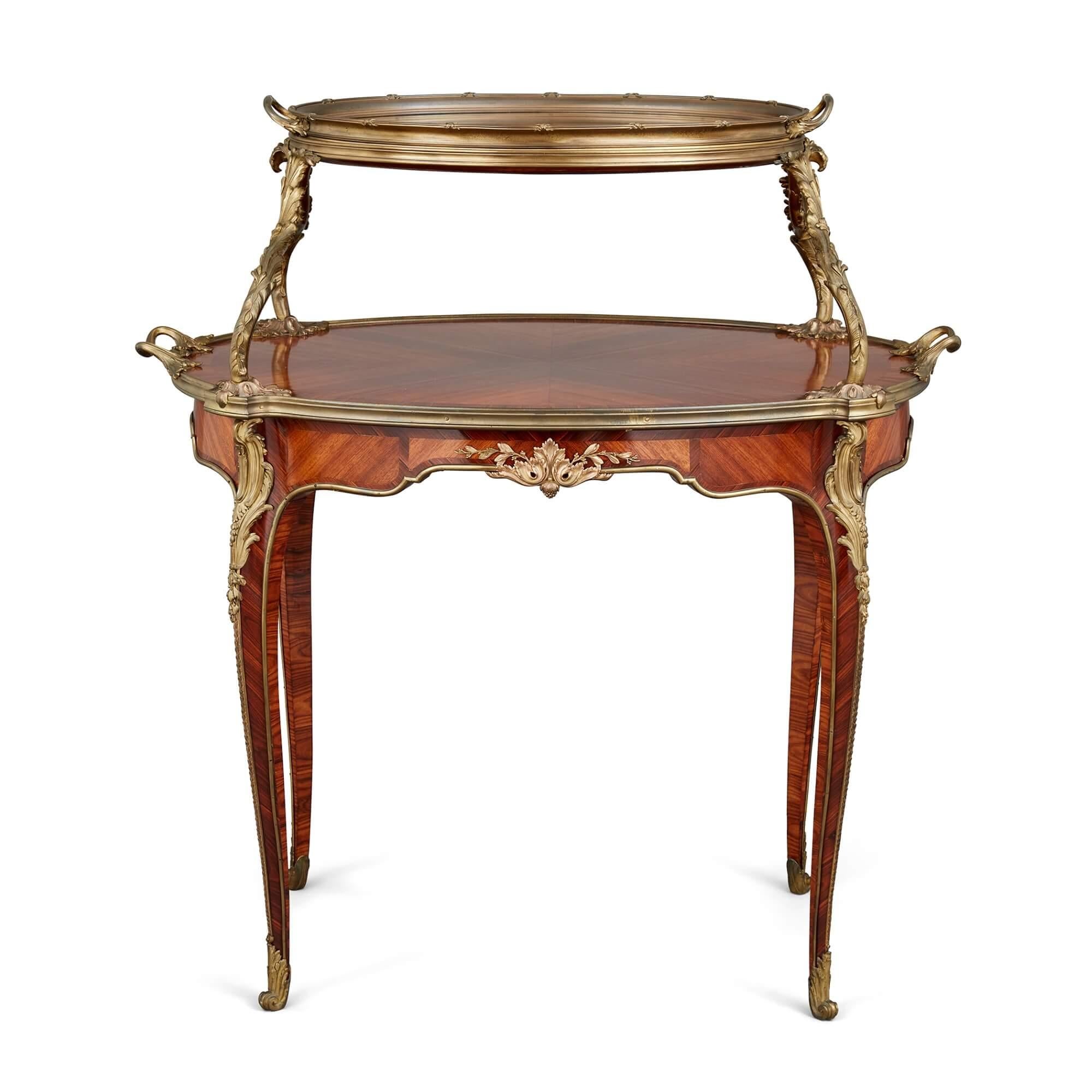 Rococo Antique Ormolu Mounted Tea Table Attributed to Paul Sormani For Sale