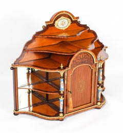 Antique Ormolu & Porcelain Mounted Table Top Credenza Cabinet 19th C