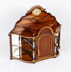 Antique Ormolu & Porcelain Mounted Table Top Credenza Cabinet 19th Century