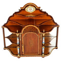 Antiguo Armario Credenza de Sobremesa Montado en Ormolu y Porcelana Siglo XIX