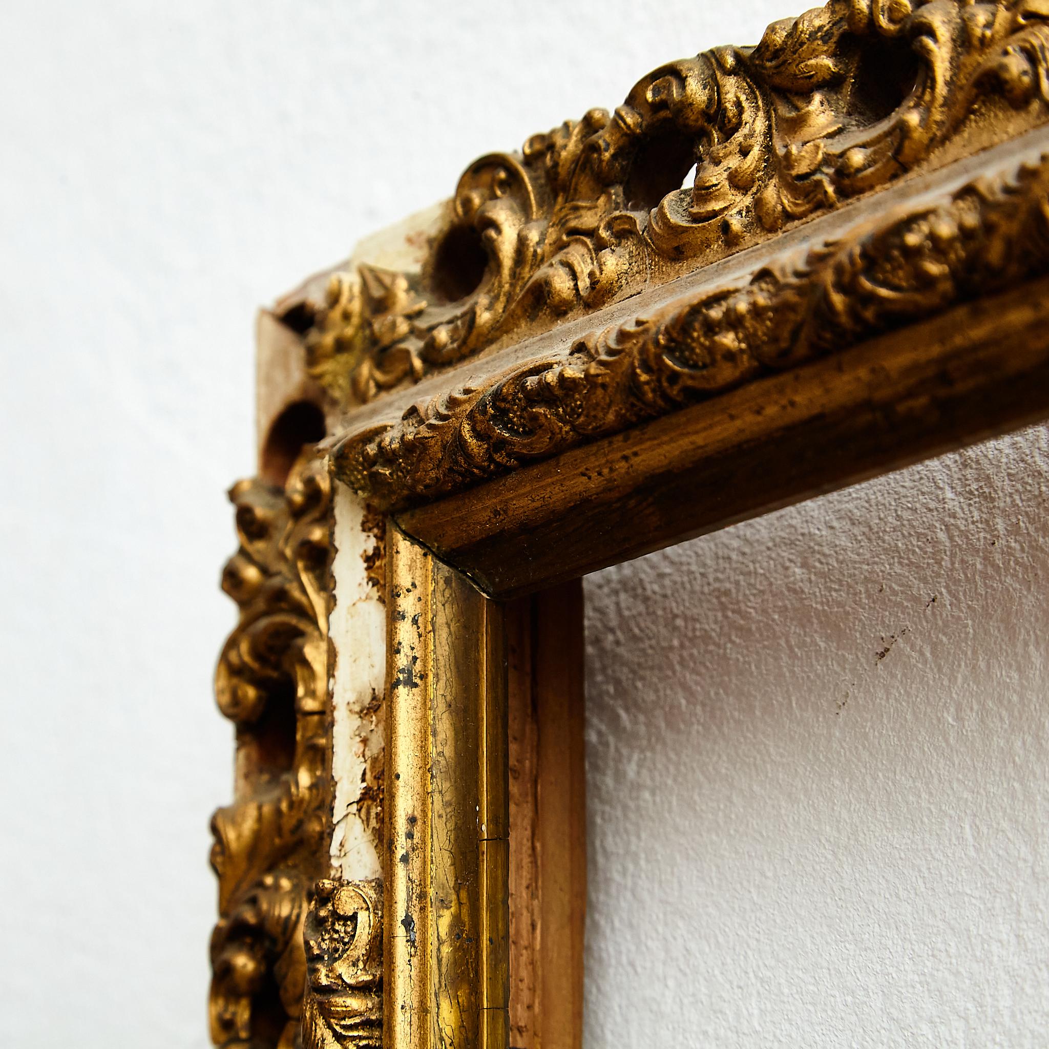 Antique Ornament Gold Wood Frame, circa 1930 3
