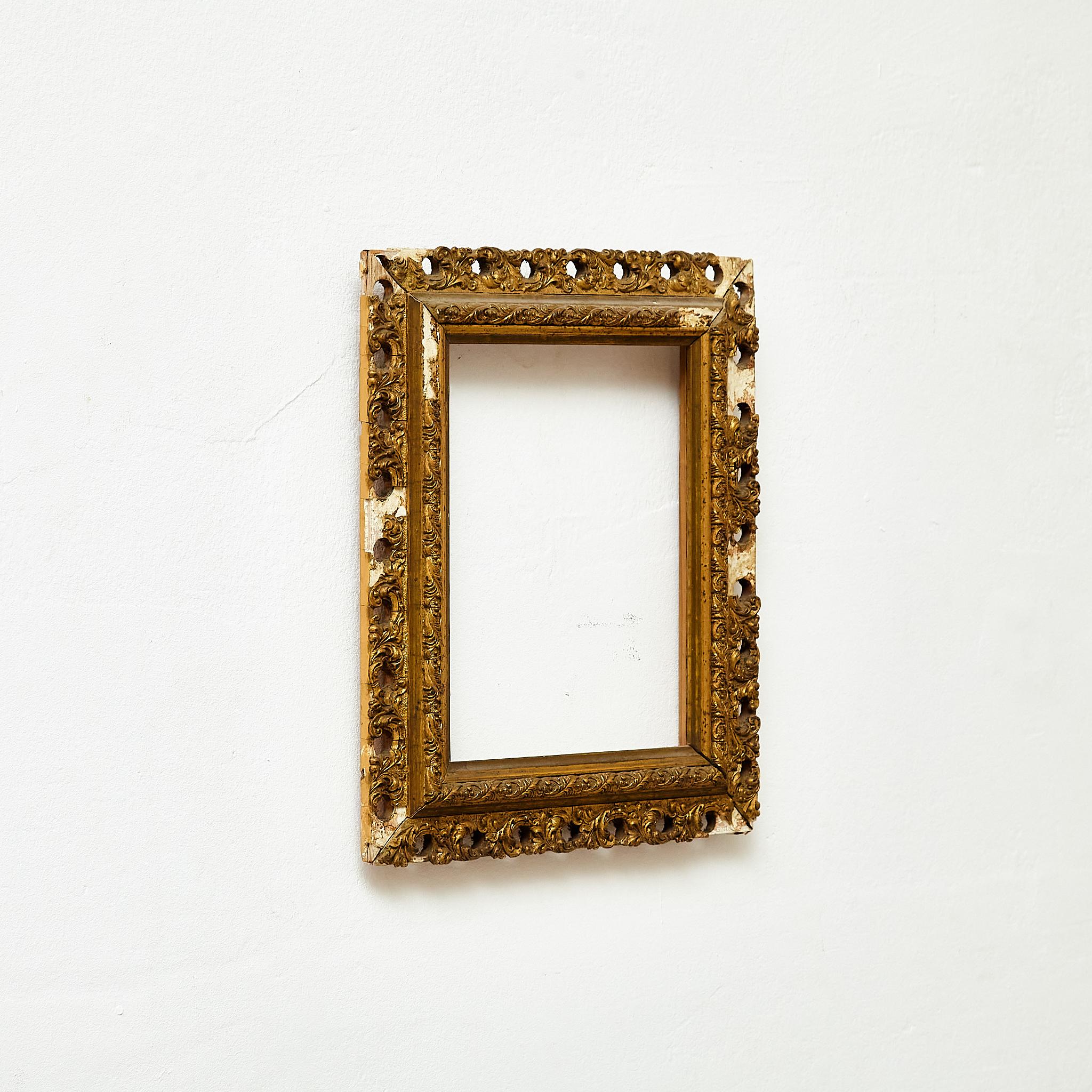 Antique Ornament Gold Wood Frame.

Manufactured France, circa 1930.

Materials:
Wood

Dimensions: 
D 3.5 x W 30 cm x H 35.5 cm

In original condition, with minor wear consistent with age and use, preserving a beautiful patina.

Important information