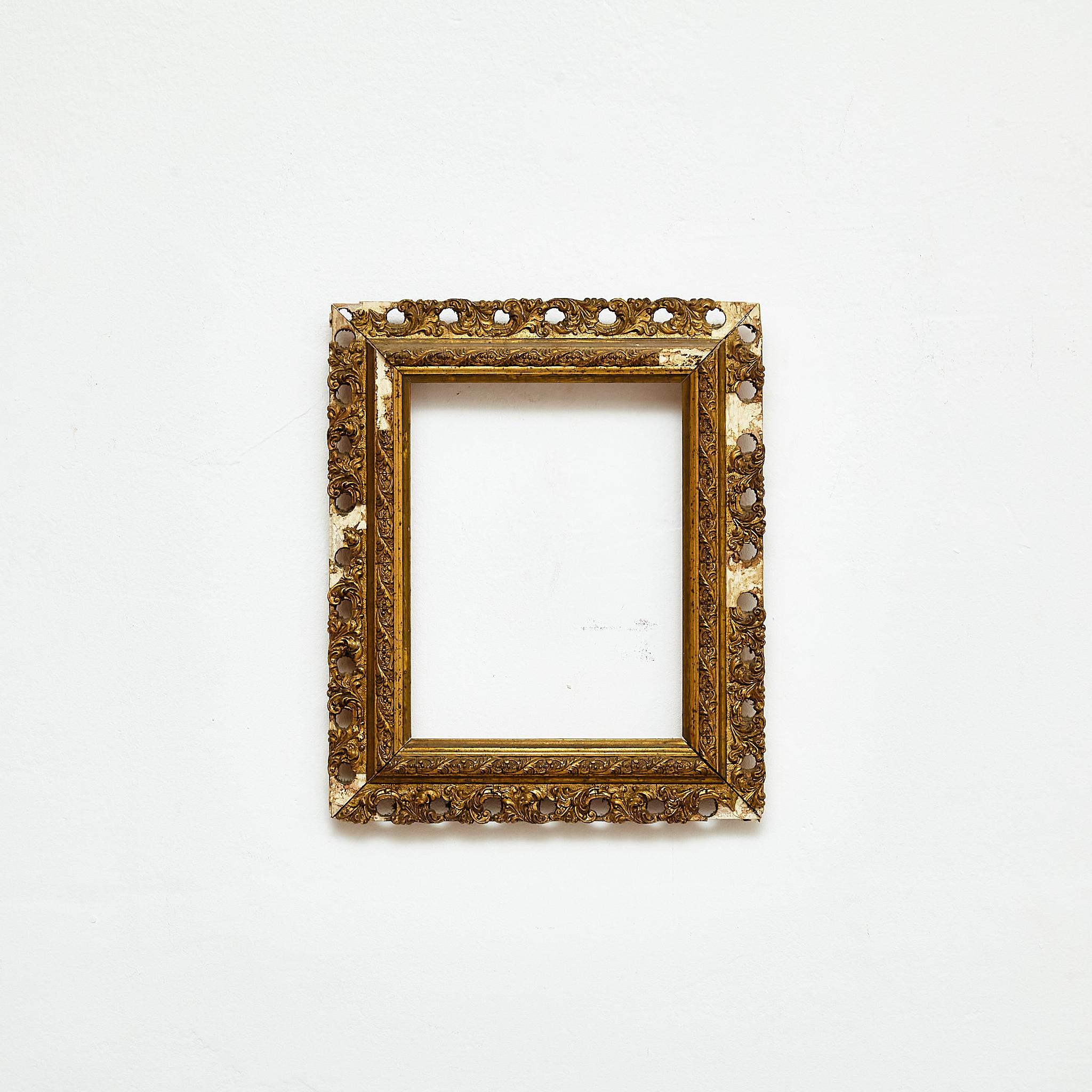 Baroque Antique Ornament Gold Wood Frame, circa 1930 For Sale