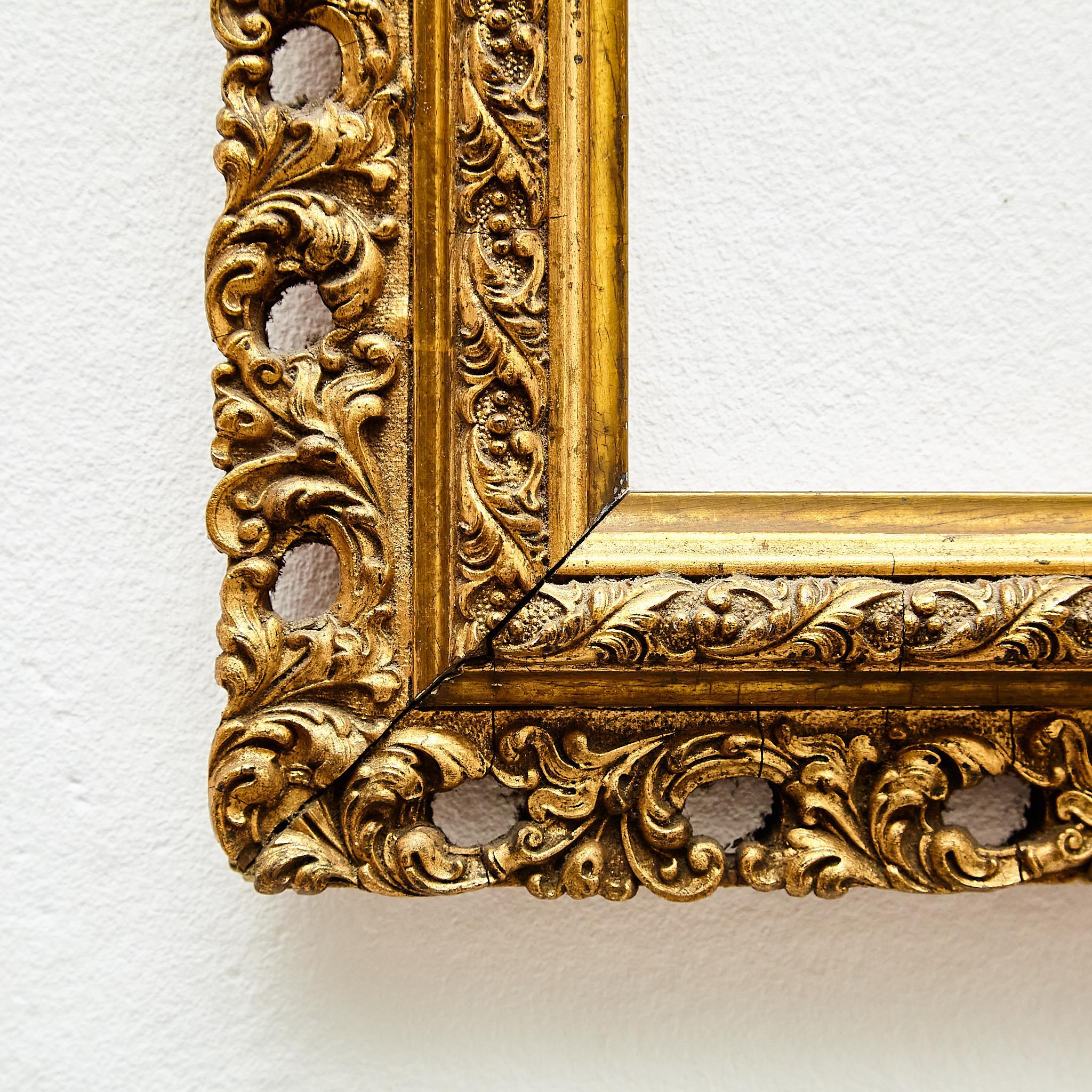 French Antique Ornament Gold Wood Frame, circa 1930 For Sale