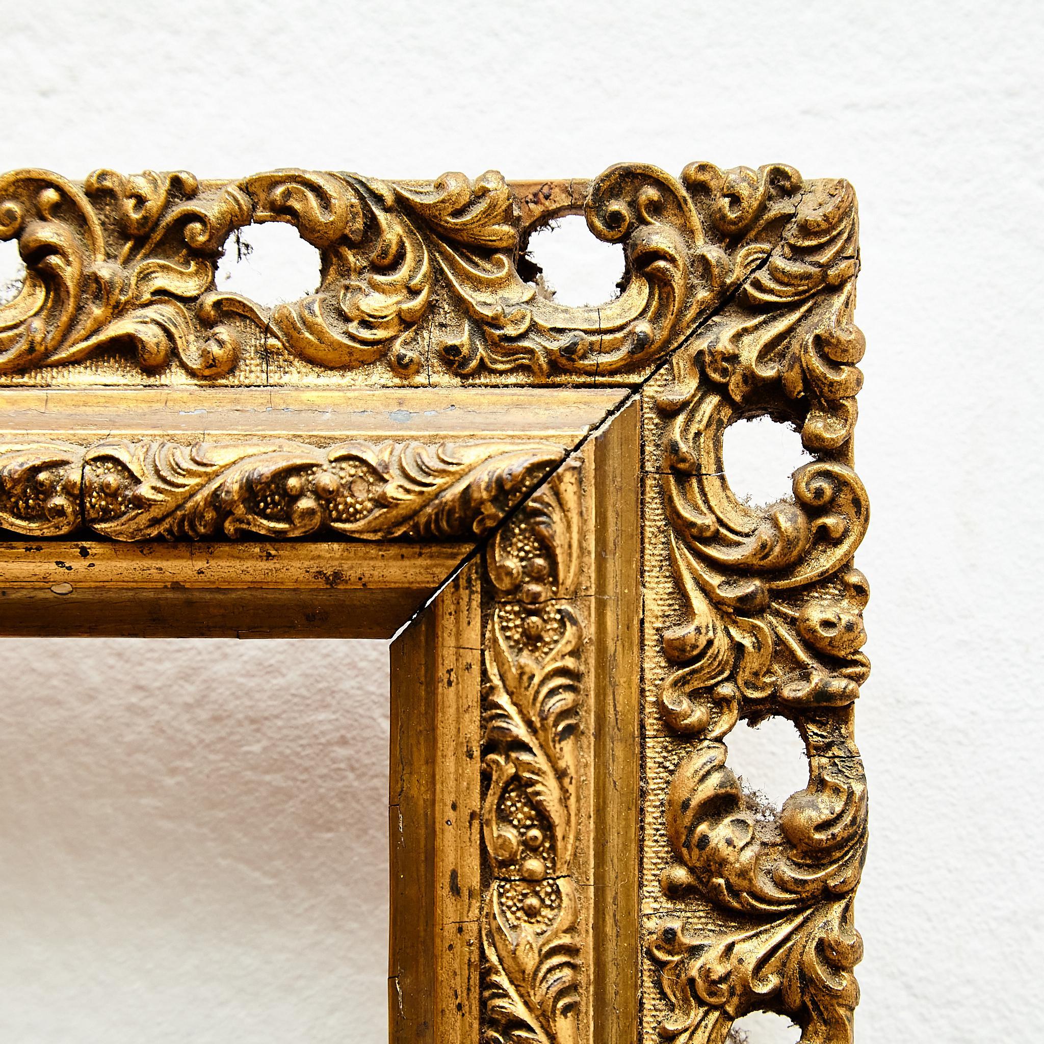 Mid-20th Century Antique Ornament Gold Wood Frame, circa 1930 For Sale