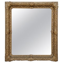 Antiguo Espejo de Pared Rectangular de Madera Dorada Barroca Ornamentada