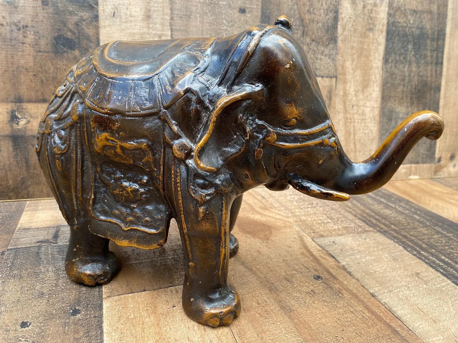 Unknown Antique Ornate Bronze Elephant Statues - Pair For Sale