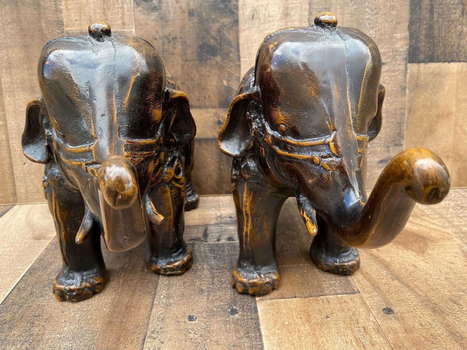 Antique Ornate Bronze Elephant Statues - Pair For Sale 2
