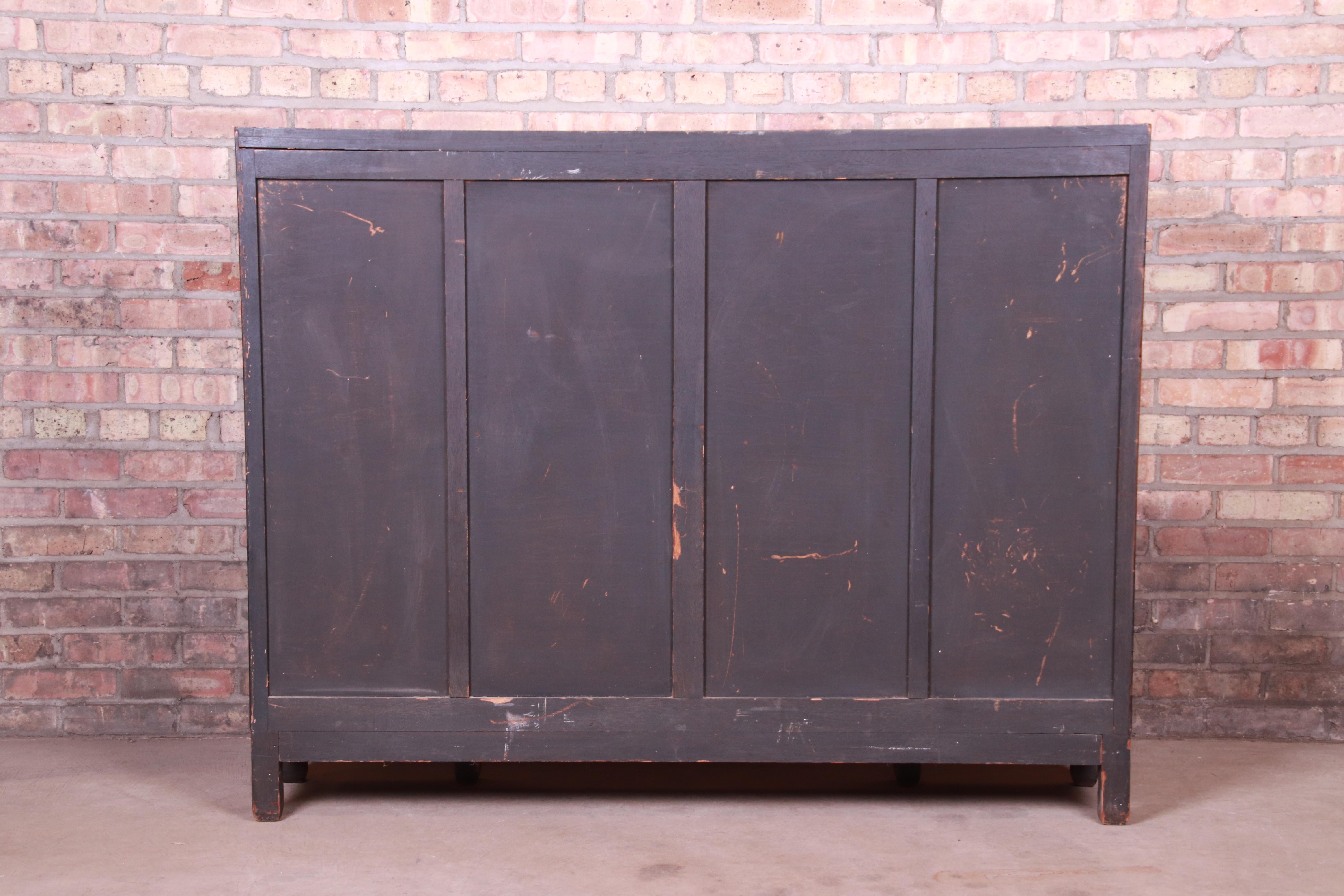 Antique Ornate Carved Oak Chinese Bookcase, circa 1930s 7