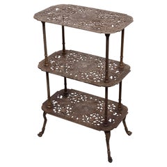 Antique Ornate Cast Iron French Brass 3 tier side table.