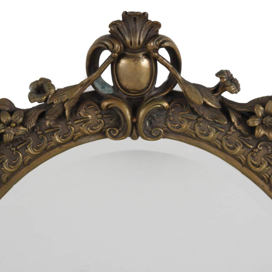 Antique Ornate Cast Metal Vanity Mirror with Cherubs For Sale 1