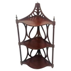 Antique Ornate Corner Etagere 3 Tier Display