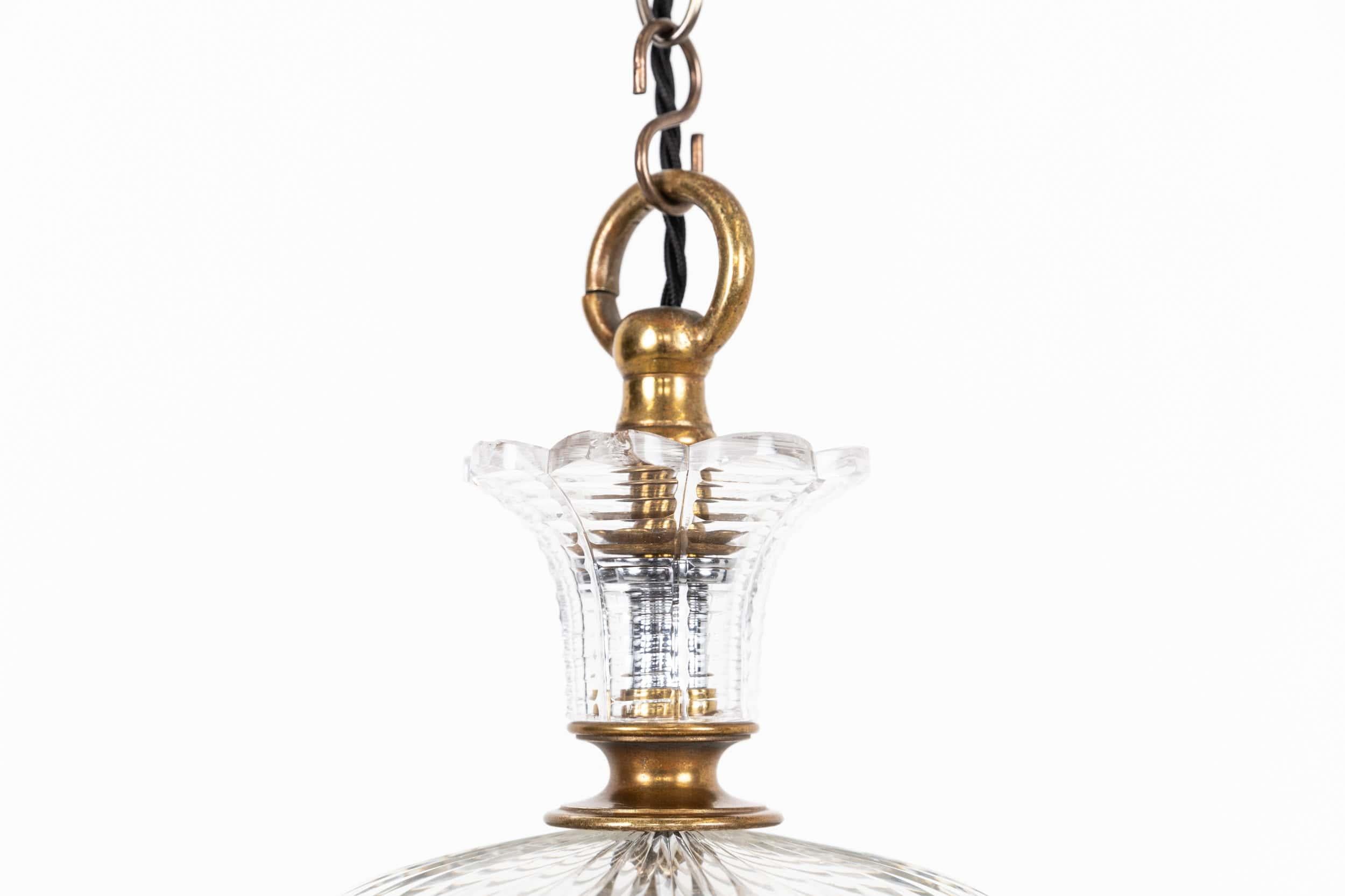 Art Nouveau Antique Ornate F&C Osler Pineapple Cut Glass Light Pendant Lamp, C.1910 For Sale