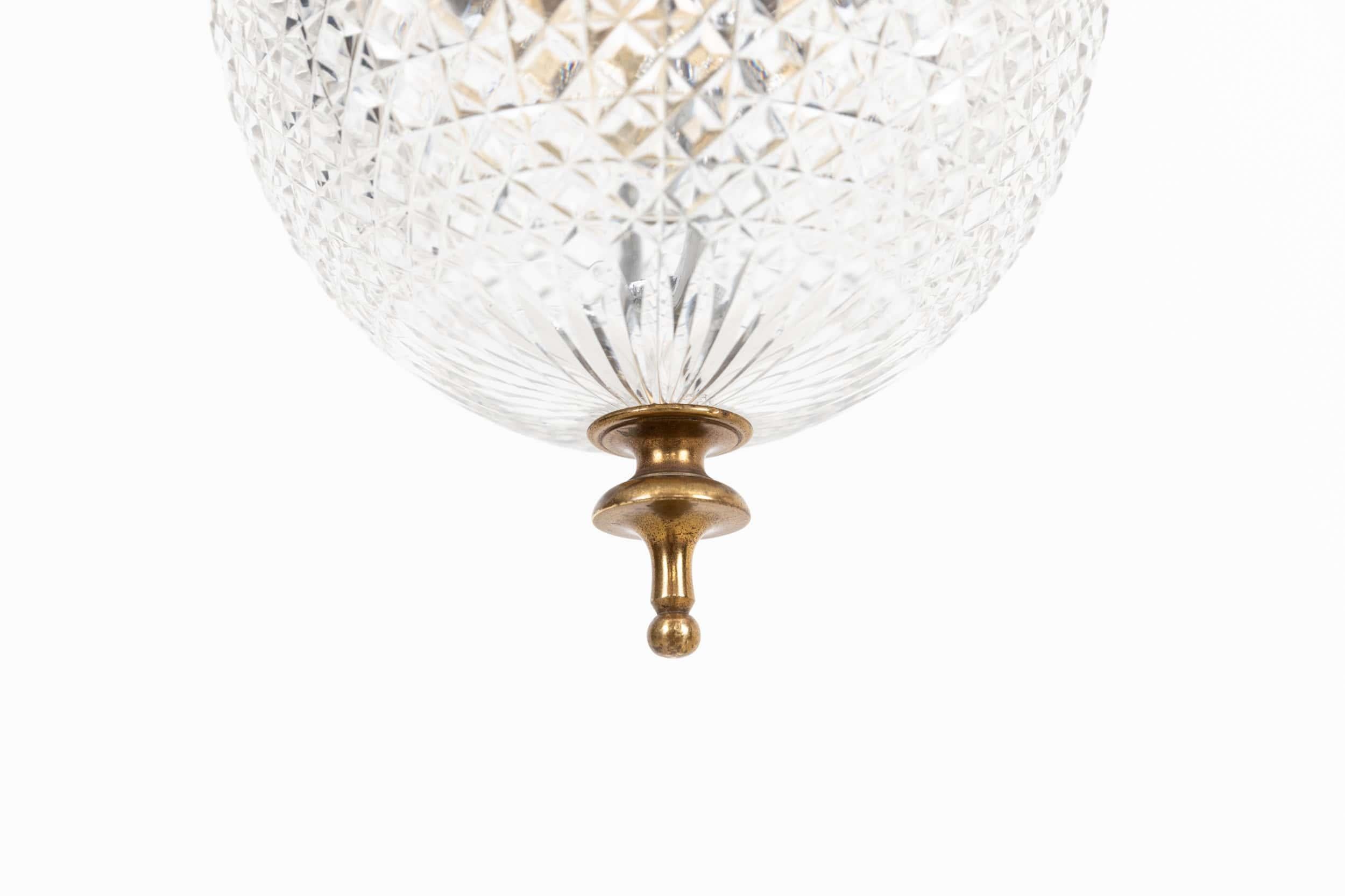 Cast Antique Ornate F&C Osler Pineapple Cut Glass Light Pendant Lamp, C.1910 For Sale