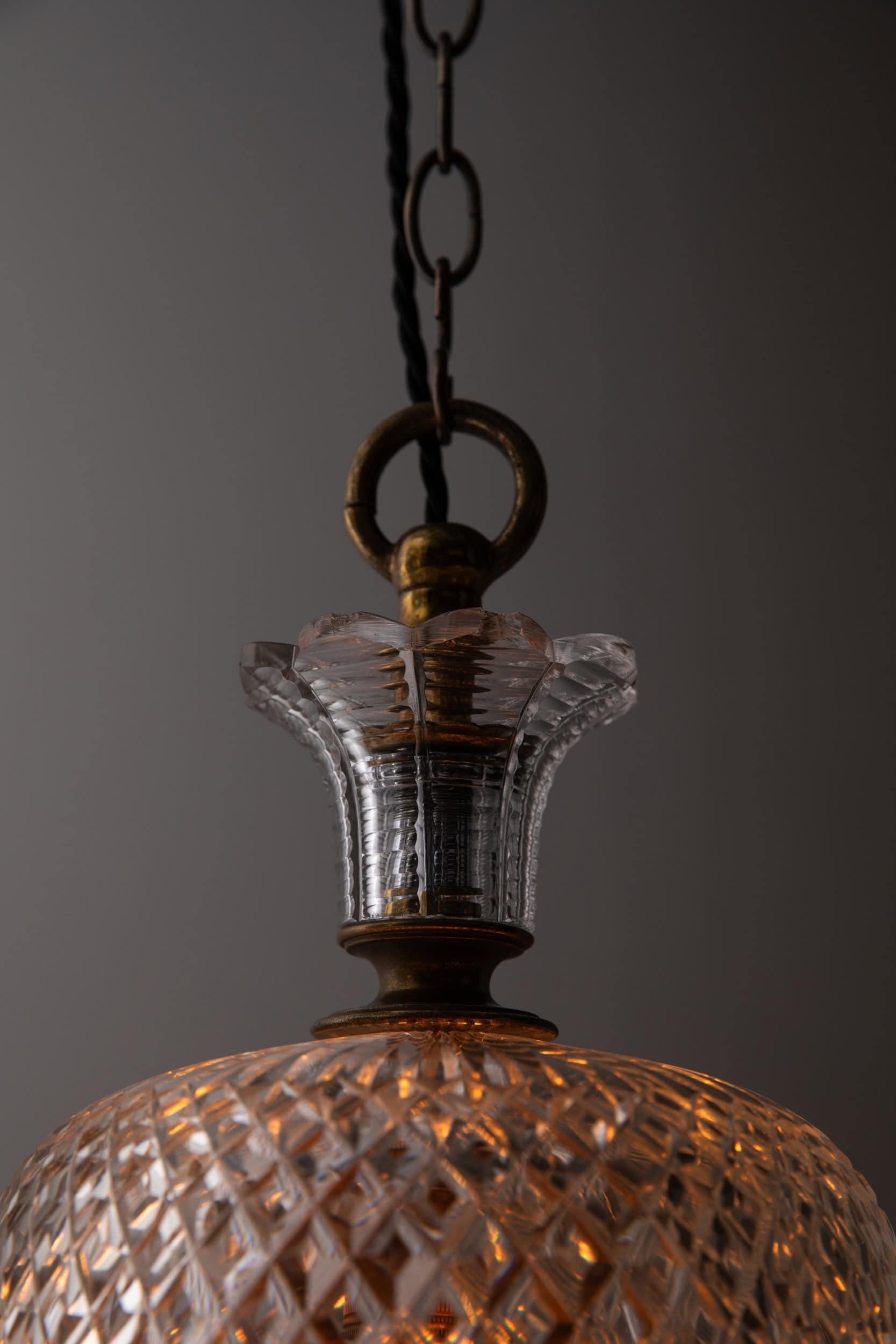 Early 20th Century Antique Ornate F&C Osler Pineapple Cut Glass Light Pendant Lamp, C.1910 For Sale