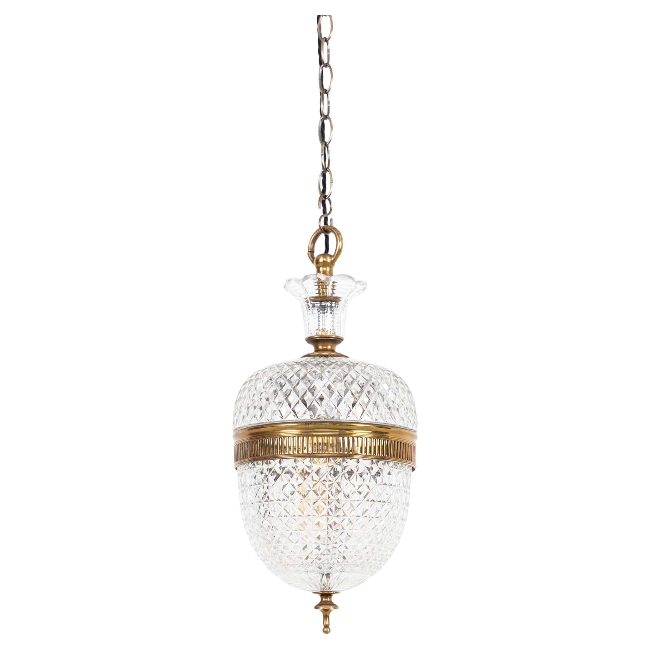 Antique Ornate F&C Osler Pineapple Cut Glass Light Pendant Lamp, C.1910 For Sale