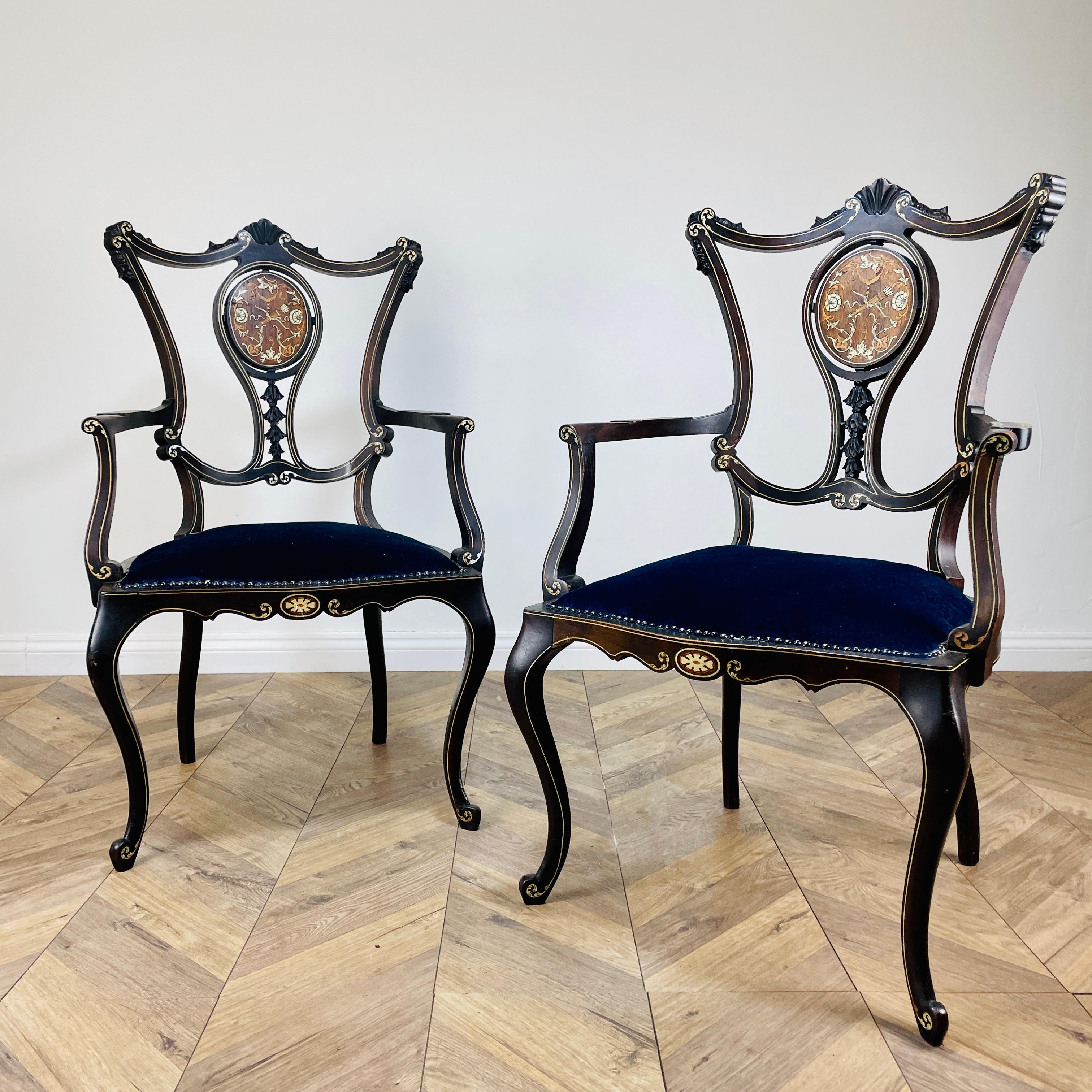 Antique Ornate French Armchairs, Set of 2 For Sale 4