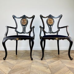 Antique Ornate French Armchairs, Set of 2