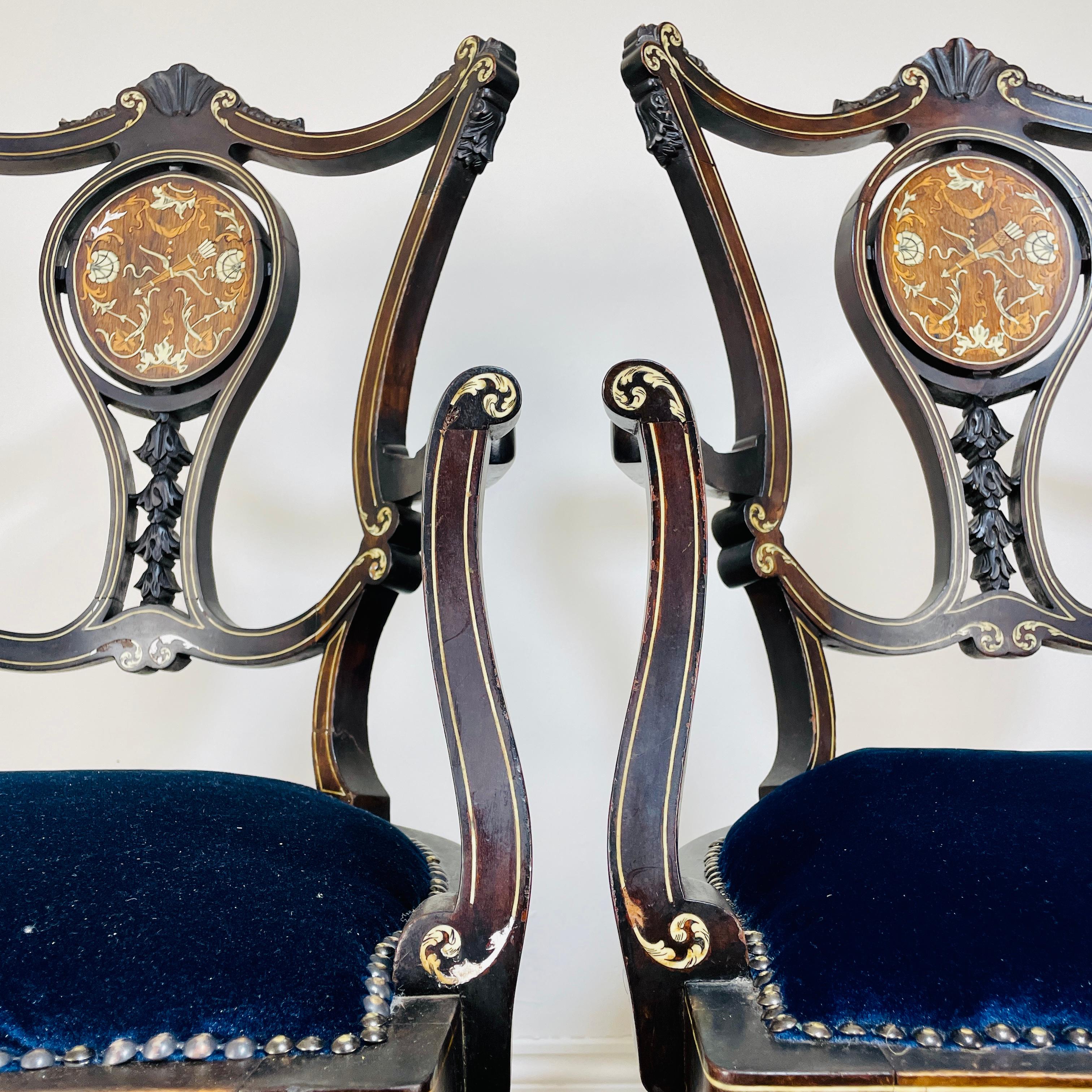 French Provincial Antique Ornate French Armchairs, Set of 2 For Sale