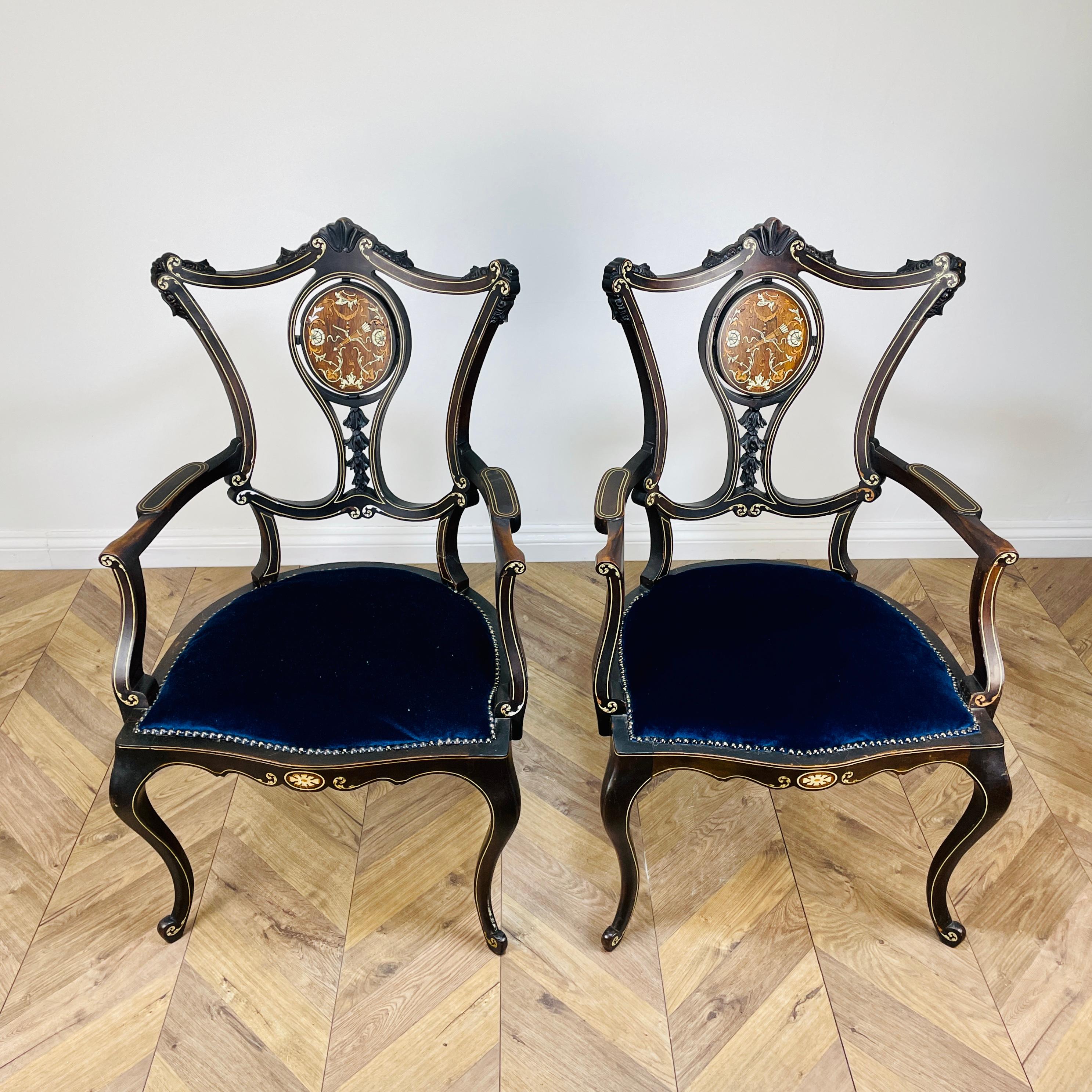 Antique Ornate French Armchairs, Set of 2 In Good Condition For Sale In Ely, GB