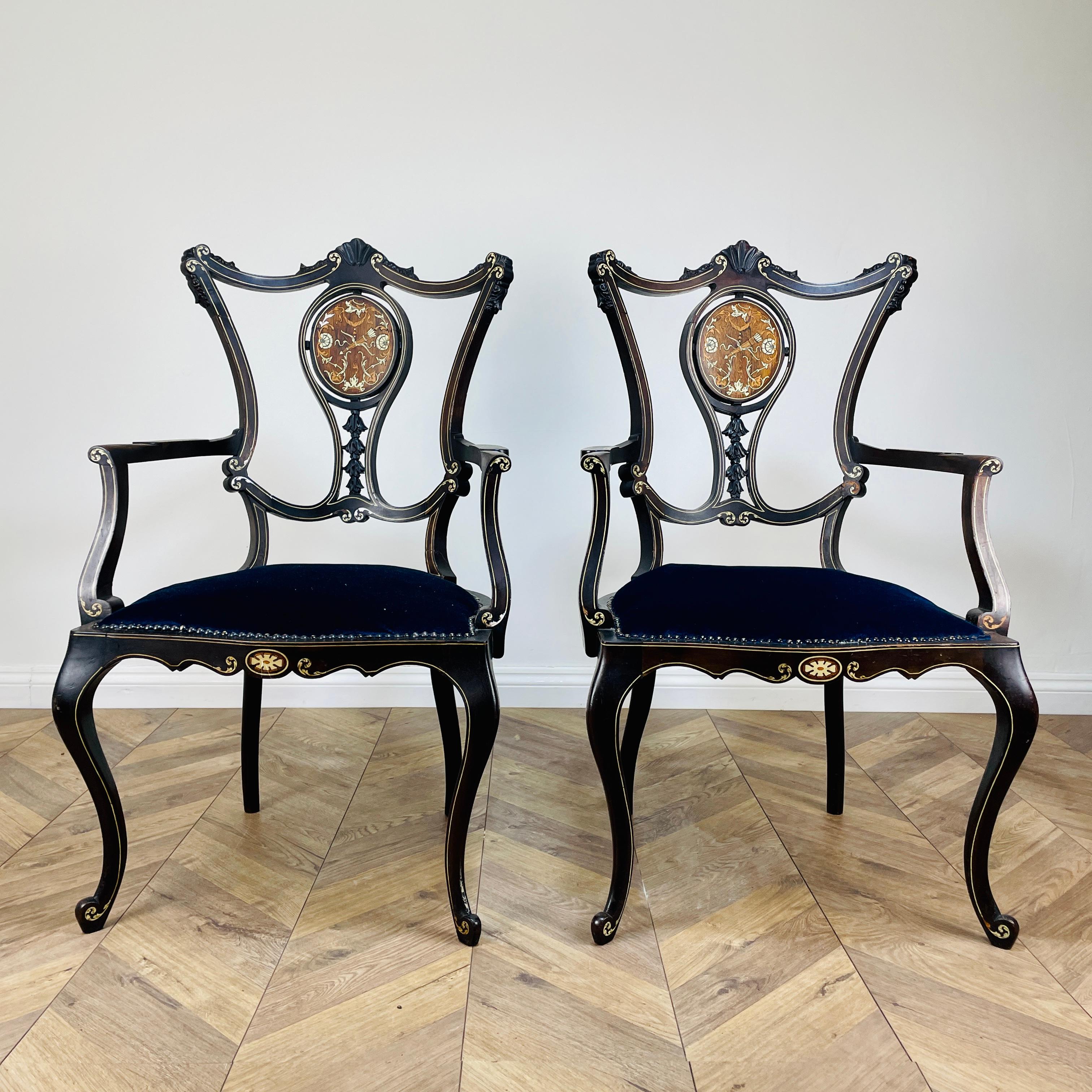 Antique Ornate French Armchairs, Set of 2 For Sale 2